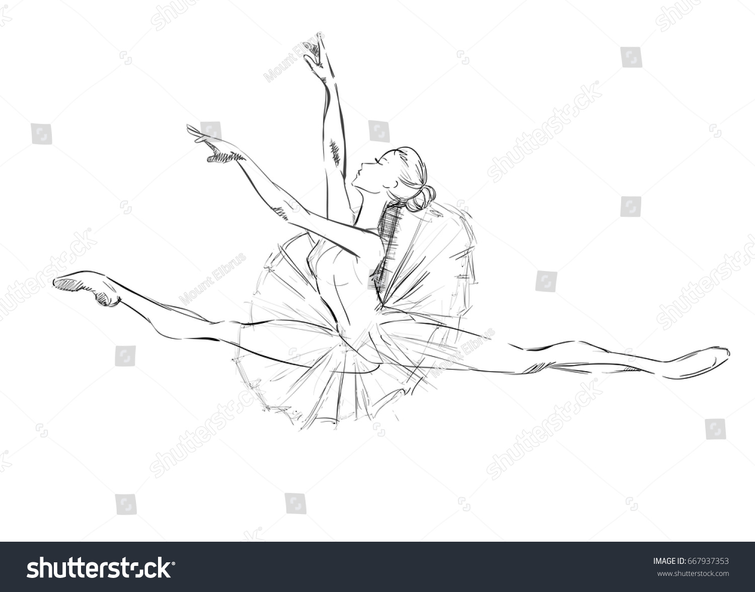 Young Ballerina Freehand Drawing Ballet Dancer Stock Vector 667937353