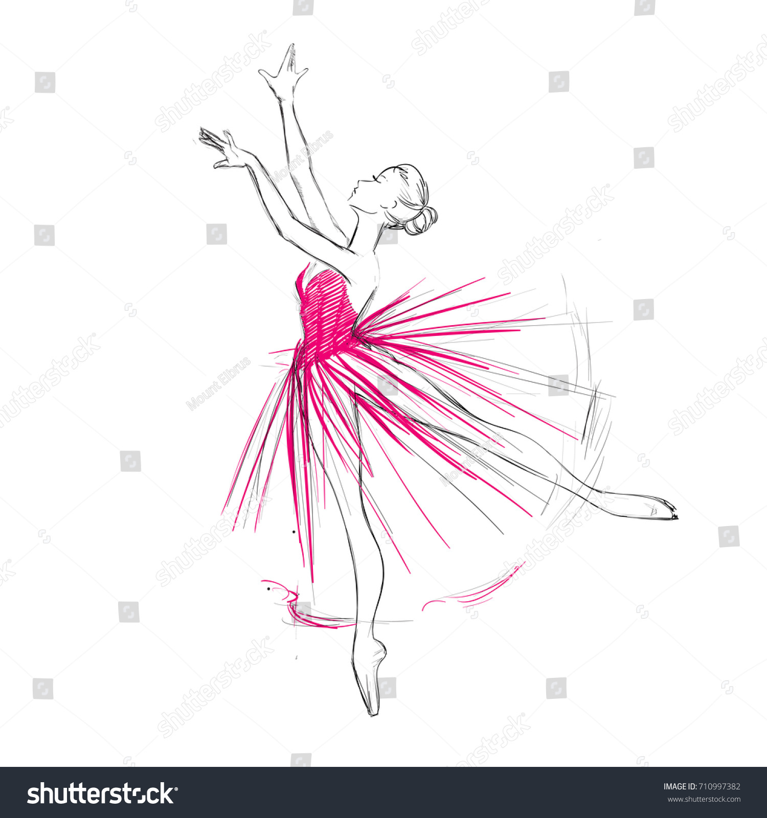 Young Ballerina Freehand Drawing Ballet Dancer Stock Vector 710997382