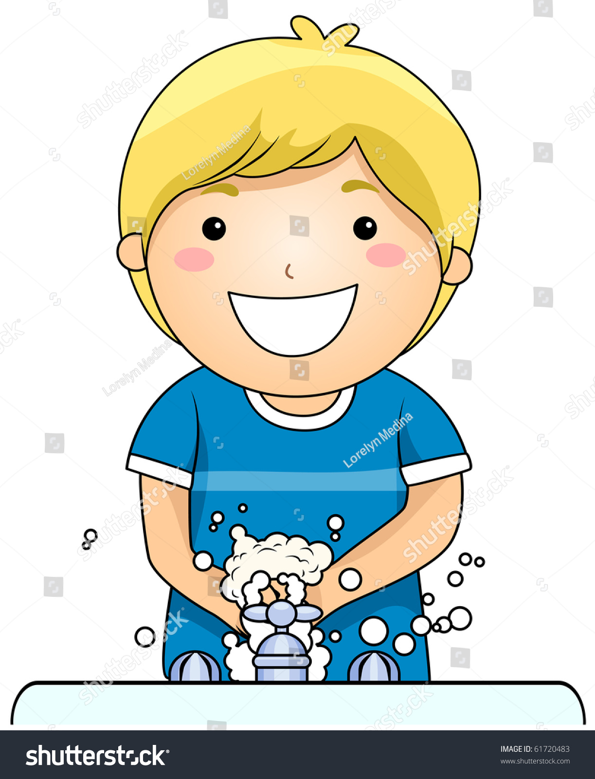 Young Boy Washing His Hands Vector Stock Vector 61720483 - Shutterstock