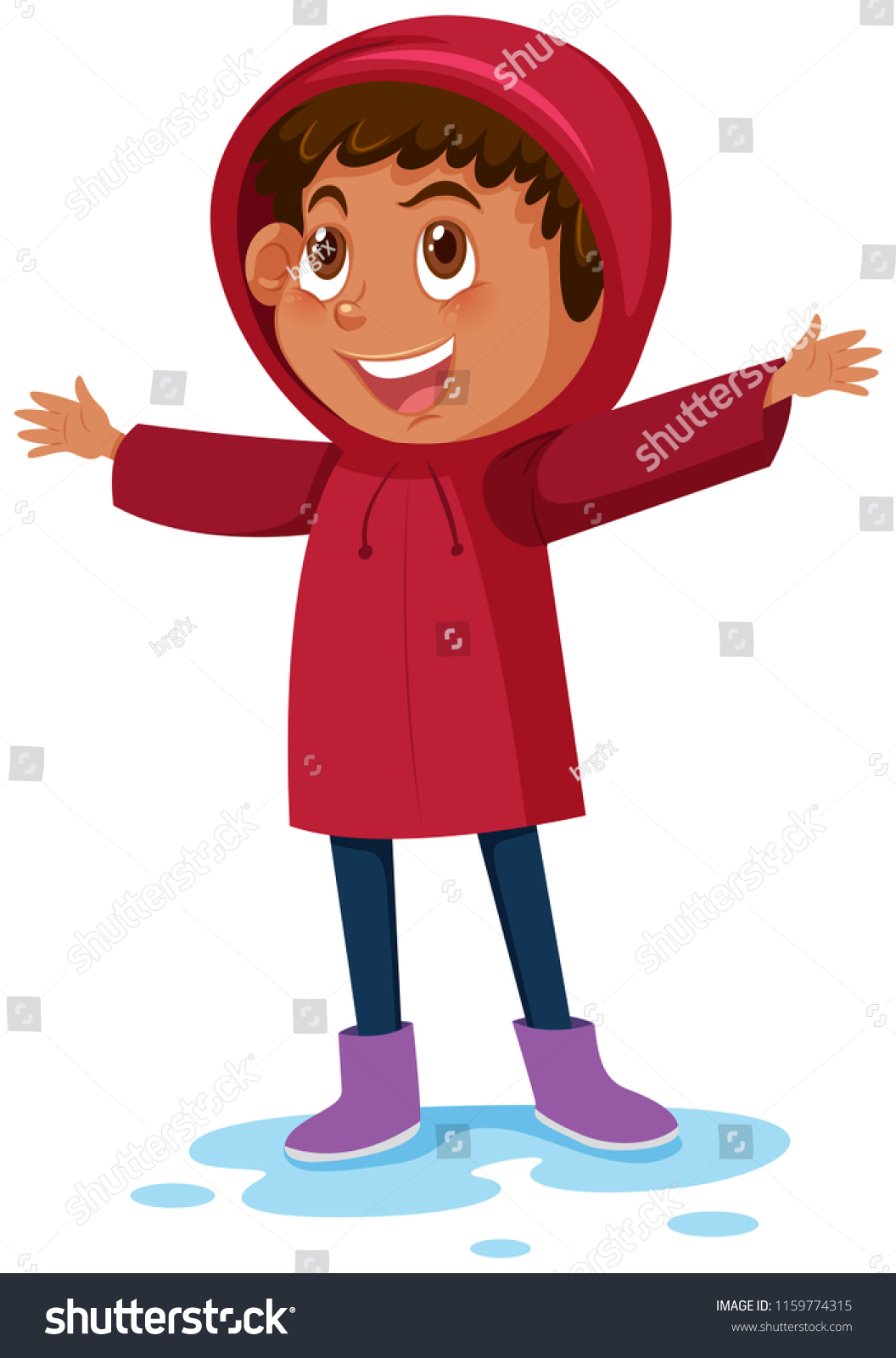 Young Boy Wearing Raincoat Illustration Stock Vector (Royalty Free ...