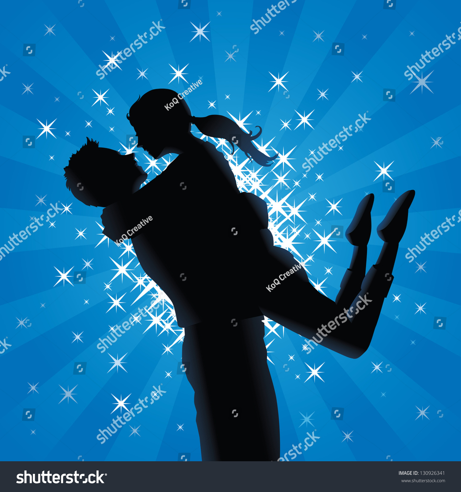 Young Couple Silhouettes Embrace Love Stock Vector 130926341 - Shutterstock