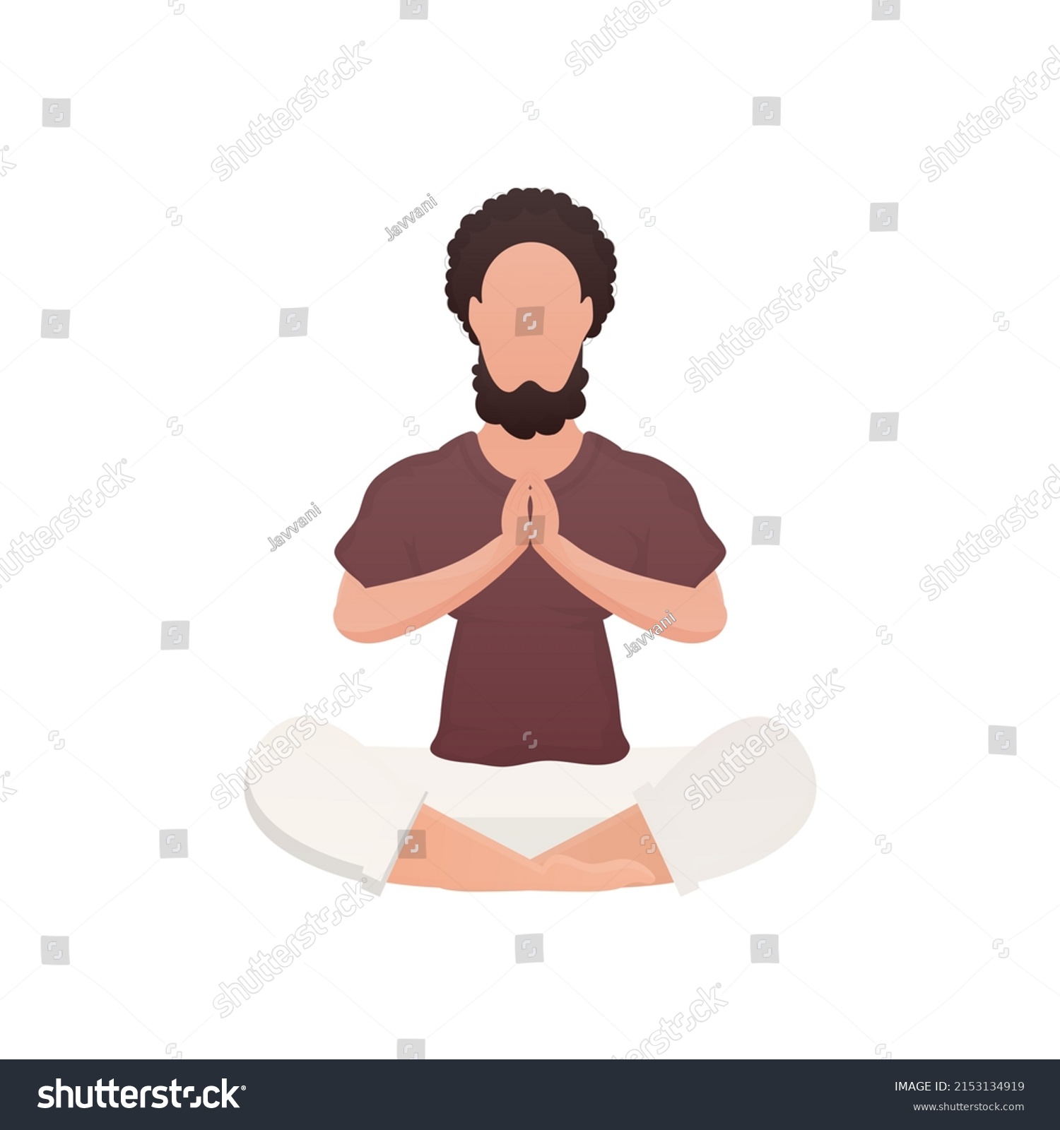 Young Guy Sitting Meditating Isolated Cartoon Stock Vector (Royalty ...