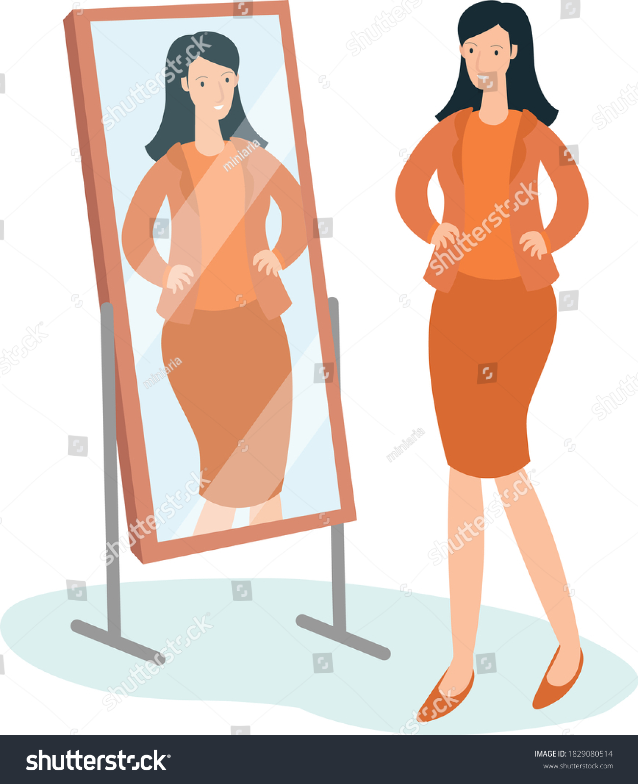SVG of A young mother is in the mirror before going to a party wearing her favorite dress svg