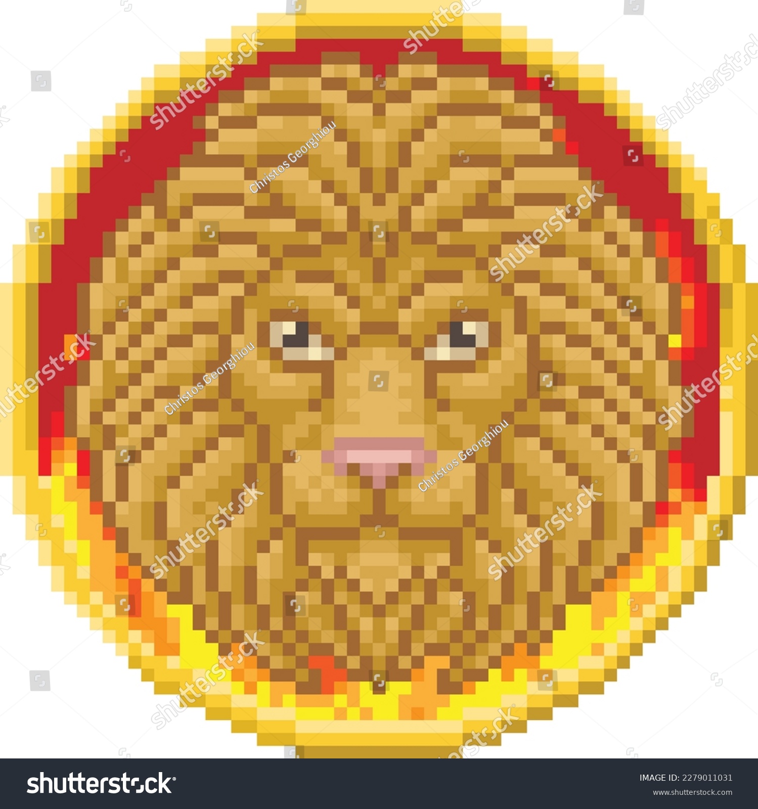 SVG of A zodiac horoscope or astrology Leo lion sign in a retro video game arcade 8 bit pixel art style svg