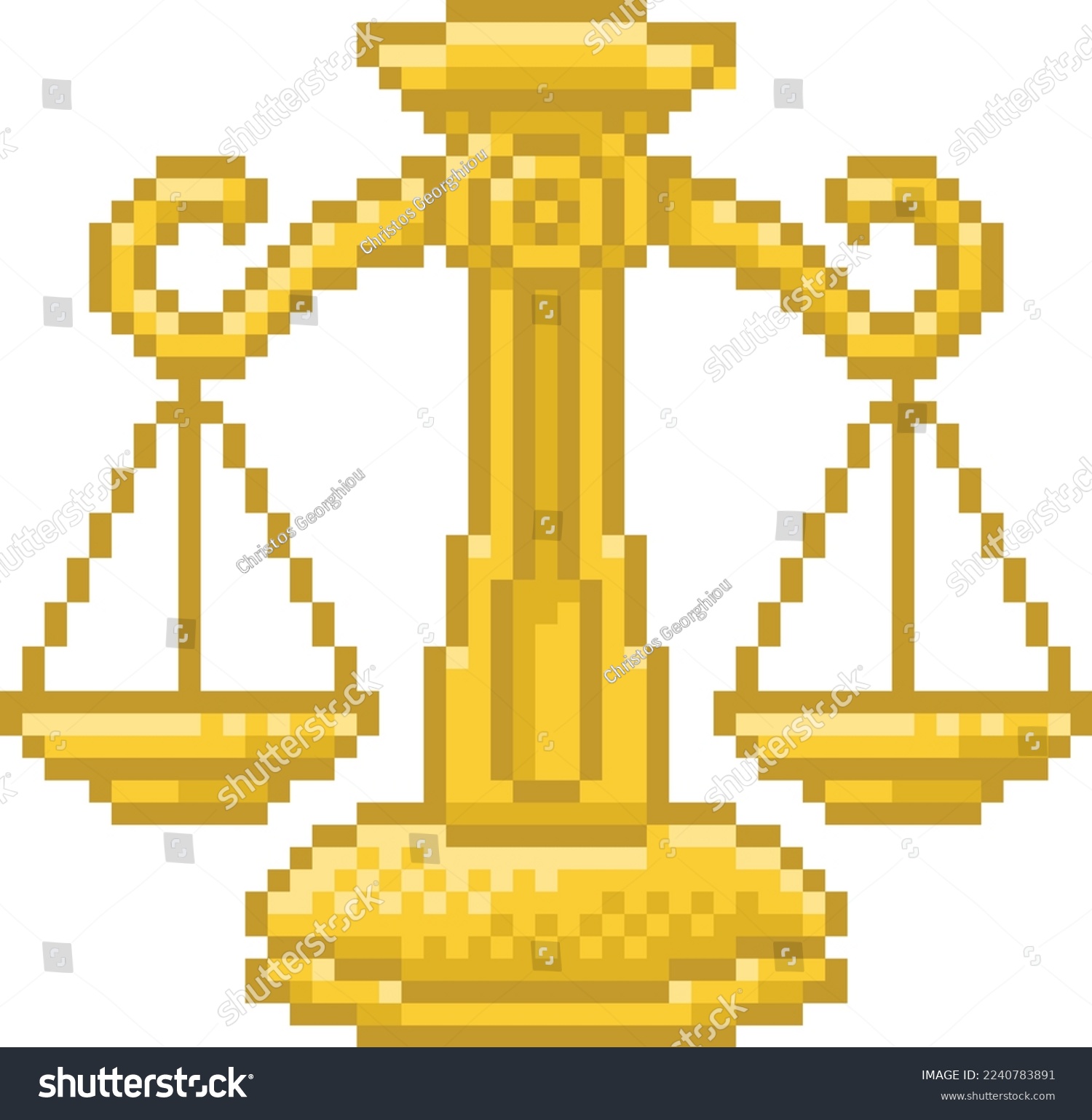 SVG of A zodiac horoscope or astrology Libra scales of justice sign in a retro video game arcade 8 bit pixel art style svg