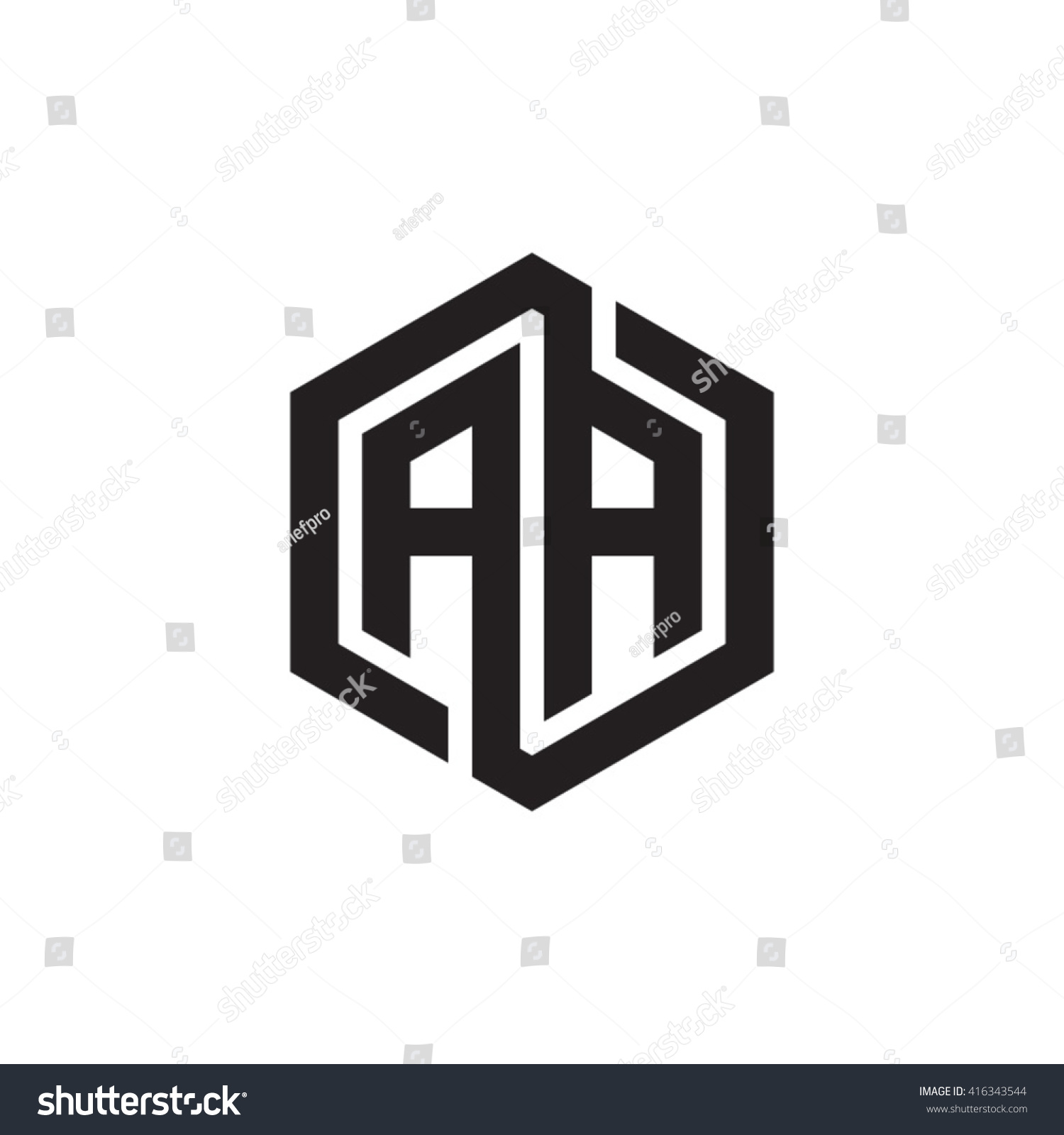 aa initial letters loop linked hexagon のベクター画像素材