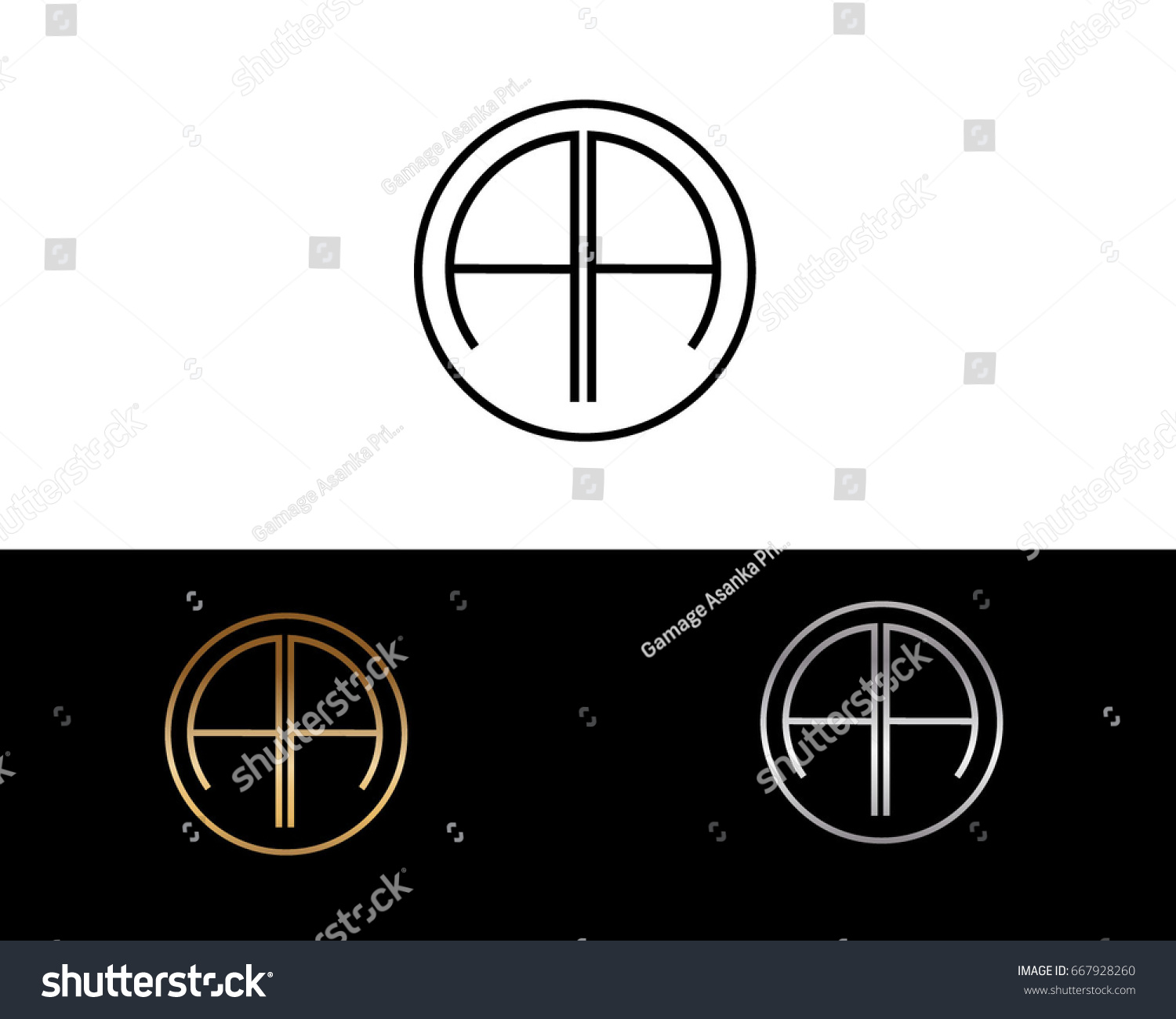 Aa Round Circle Shape Initial Letter Stock Vector (Royalty Free ...