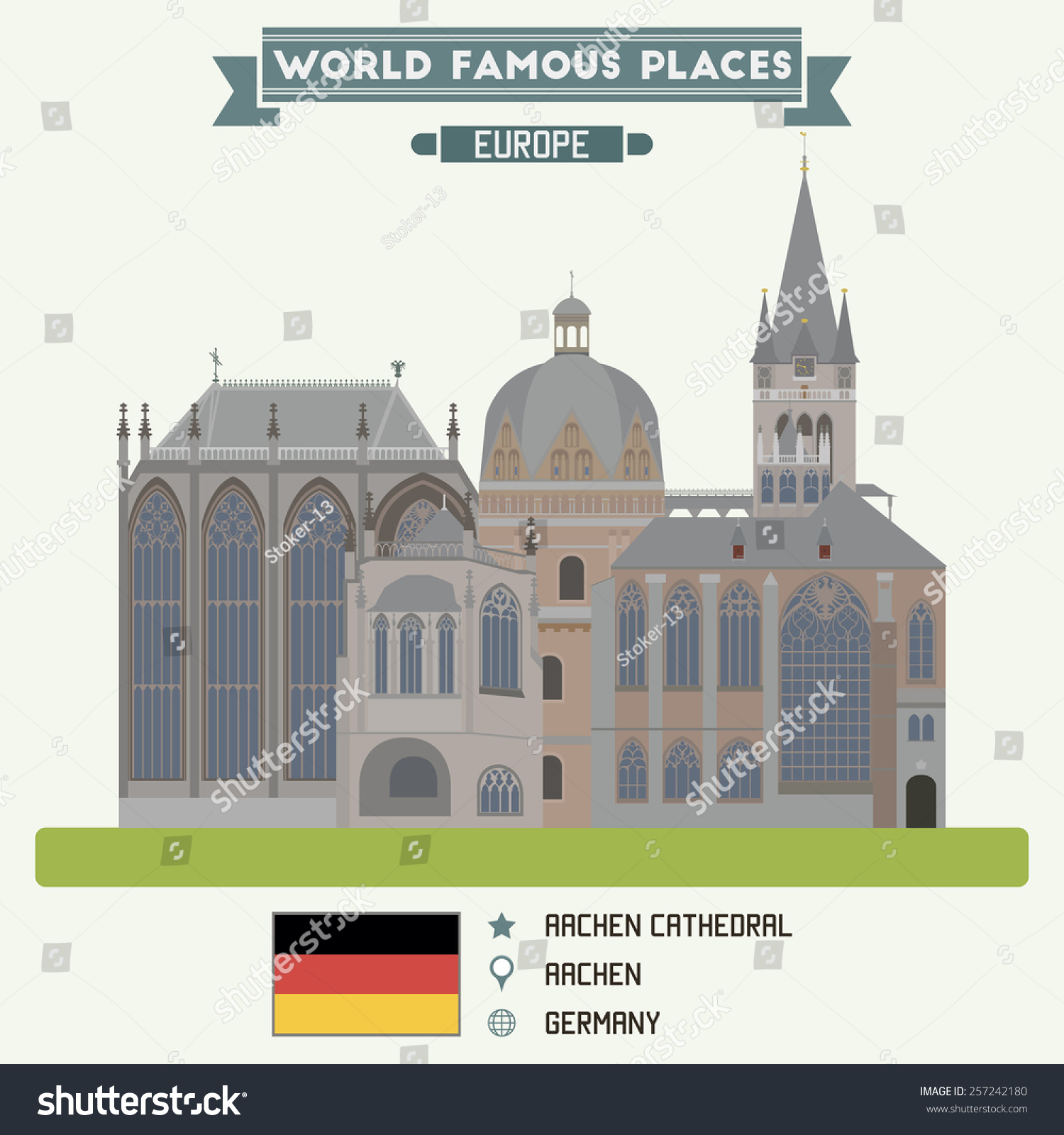 SVG of Aacen Cathedral. Germany famous places svg