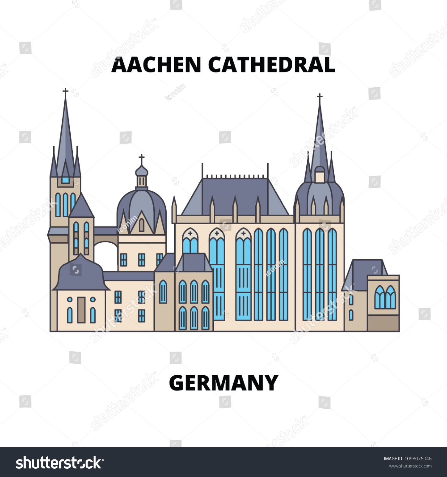 SVG of Aachen Cathedral, Germany line icon concept. Aachen Cathedral, Germany flat vector sign, symbol, illustration. svg