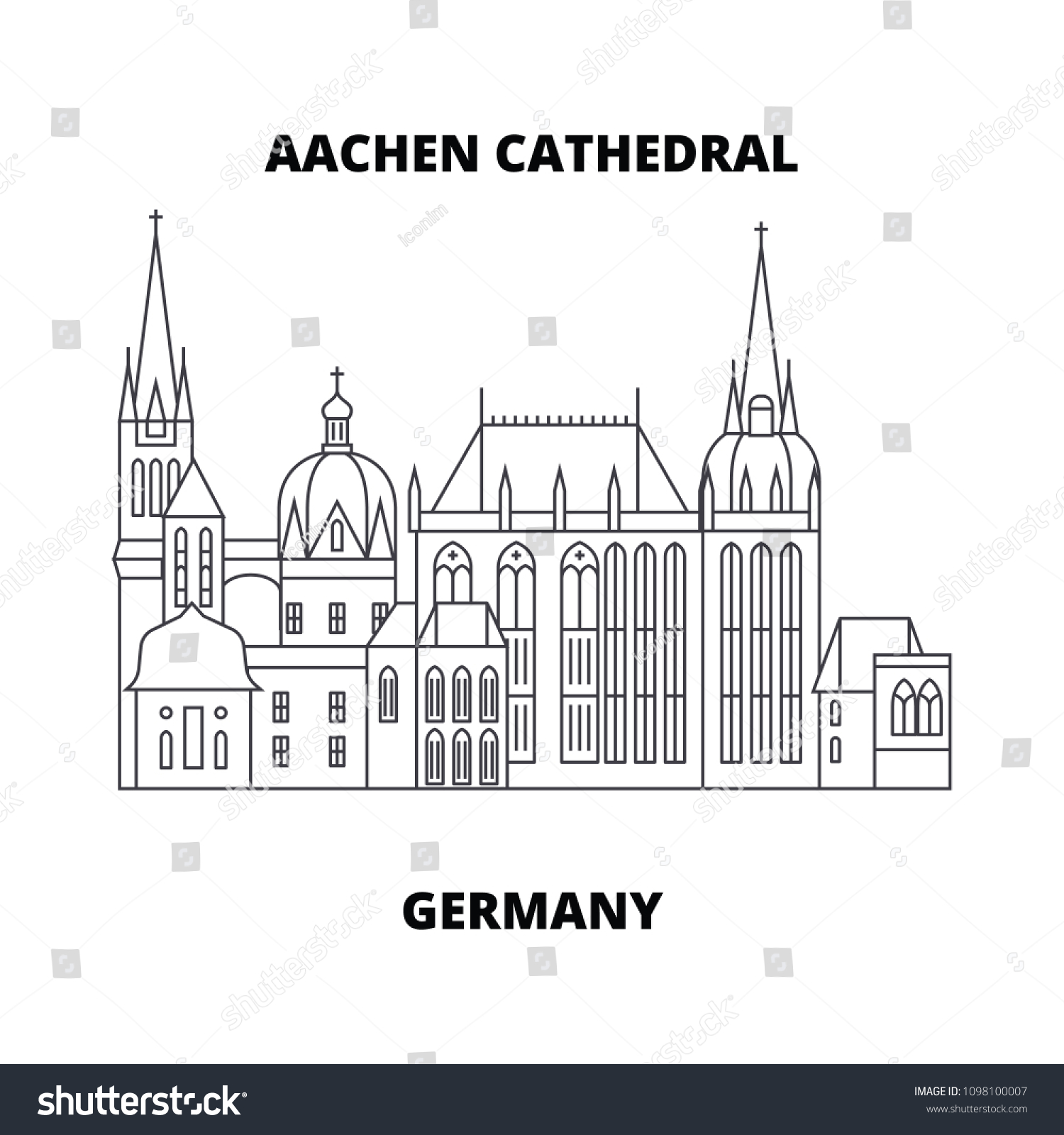 SVG of Aachen Cathedral, Germany line icon concept. Aachen Cathedral, Germany linear vector sign, symbol, illustration. svg