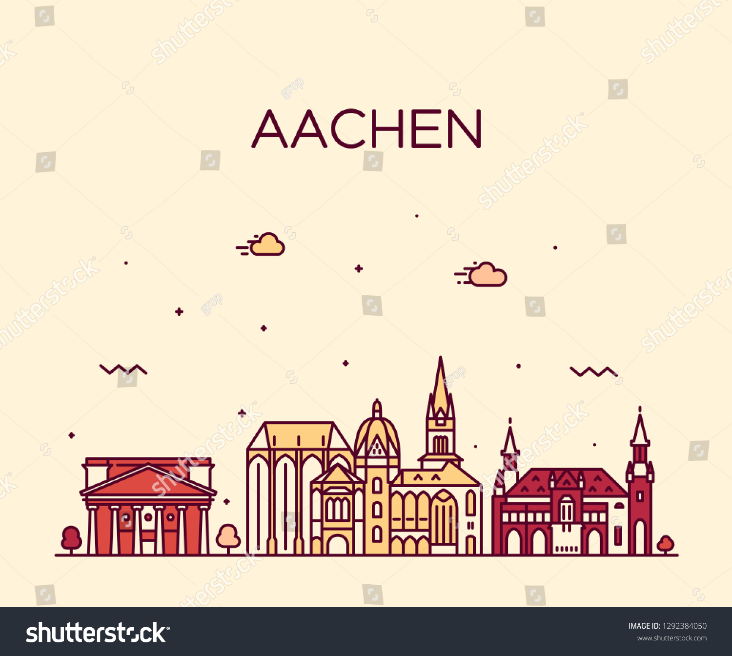 SVG of Aachen, North Rhine-Westphalia, Germany. Trendy vector illustration, linear style svg
