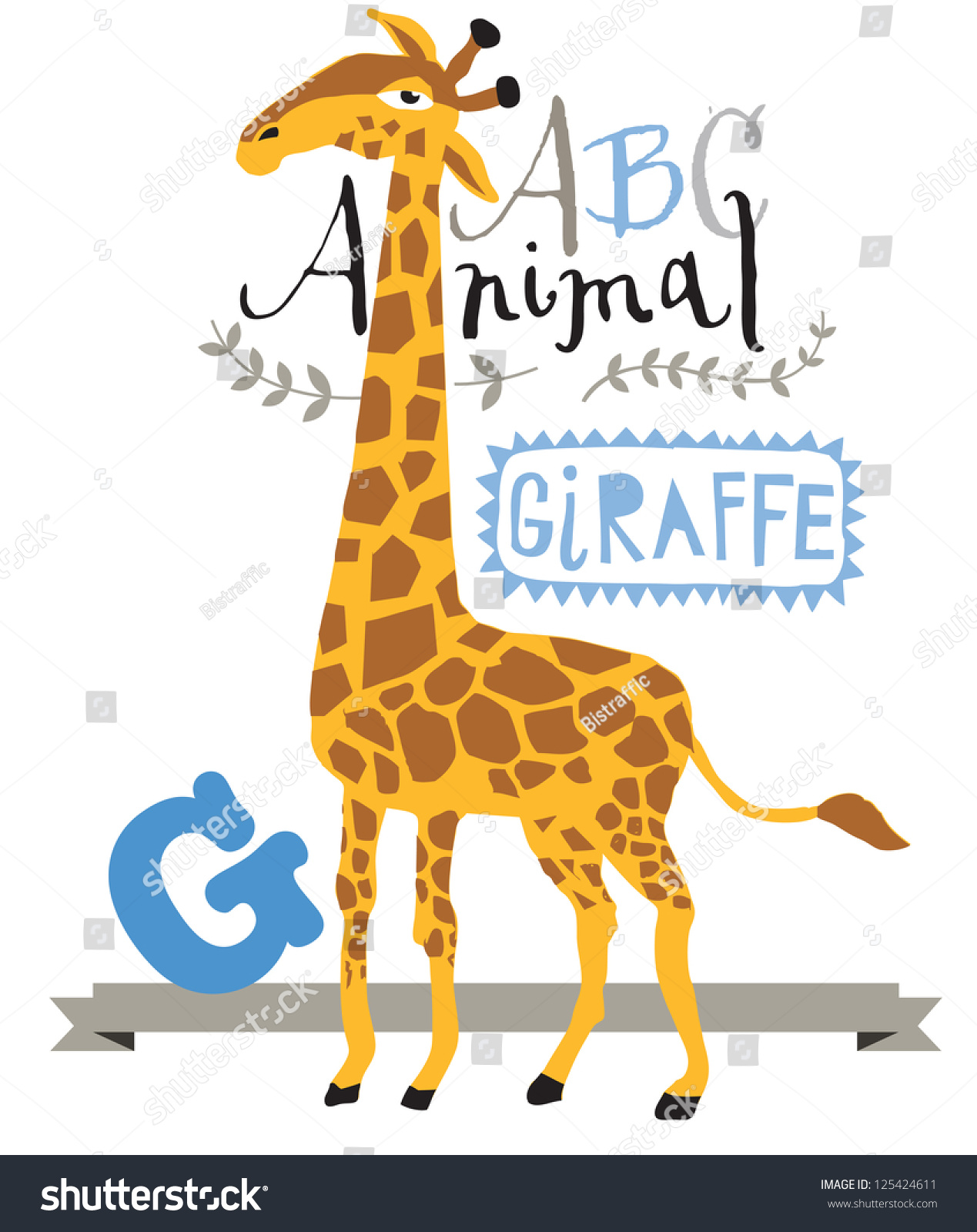 Abc Animals G Giraffe Vector Graphics Stock Vector 125424611 - Shutterstock