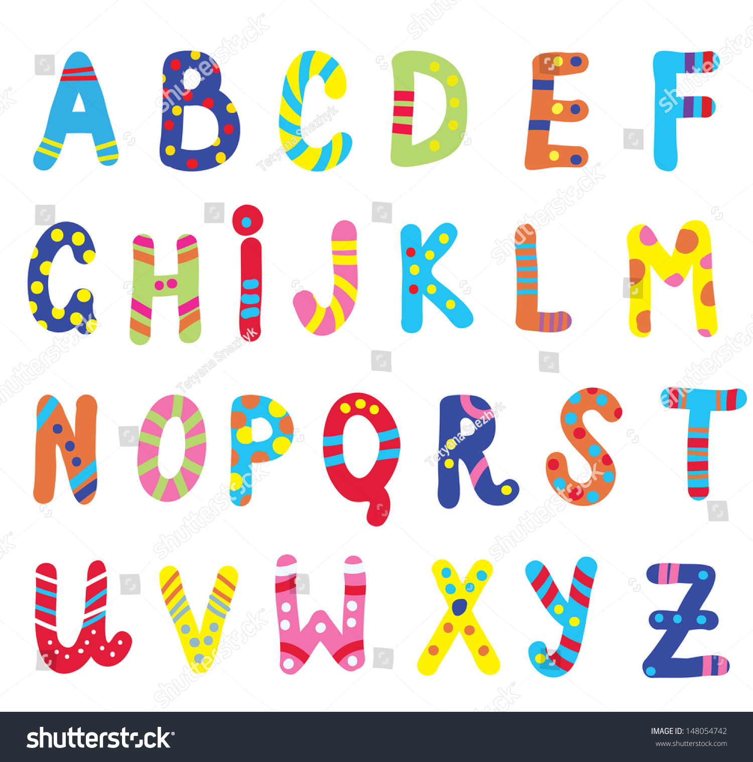 Abc For Children Funny Design Stock Vector 148054742 : Shutterstock