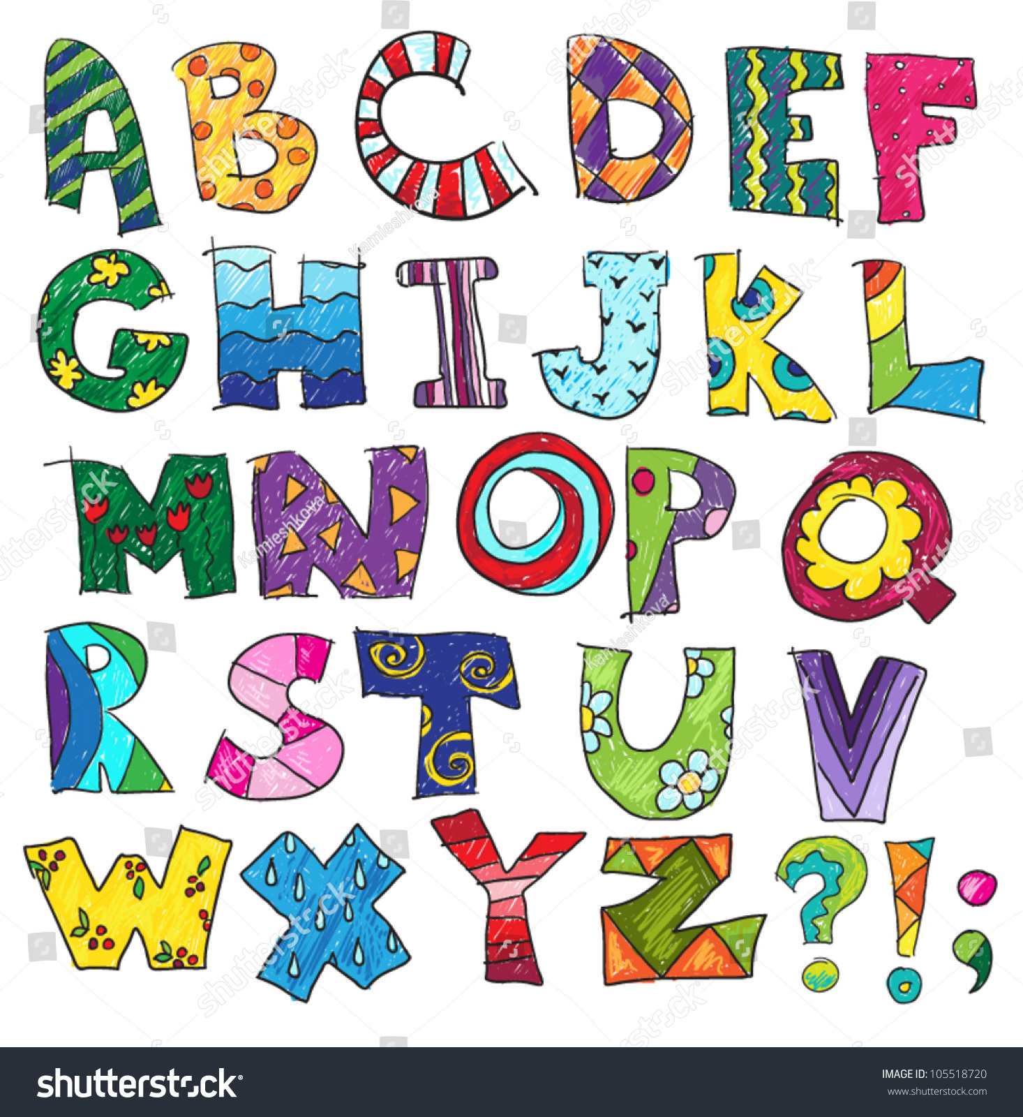 Abc Kids Funny Alphabet Vector Stock Vector (Royalty Free) 105518720