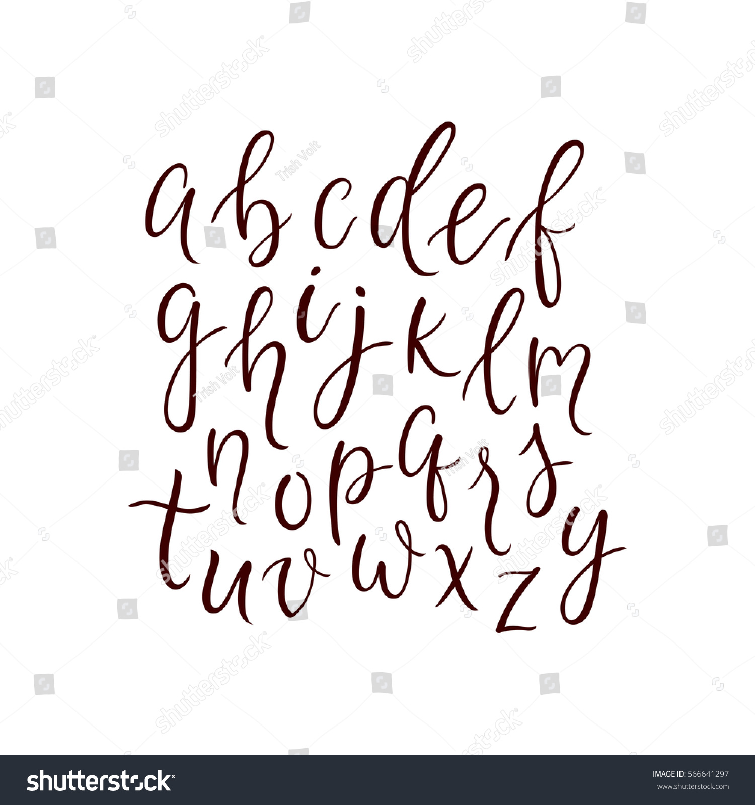 Abc Lettering Modern Calligraphy Alphabet Font Stock Vector 566641297 ...