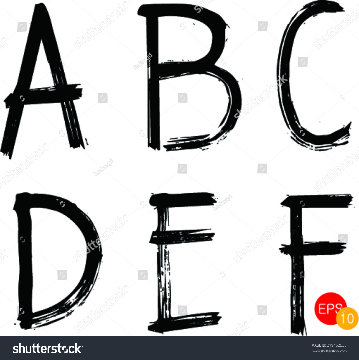 Abcdef Vector Brush Alphabet Hand Drawn Stock Vector (Royalty Free ...