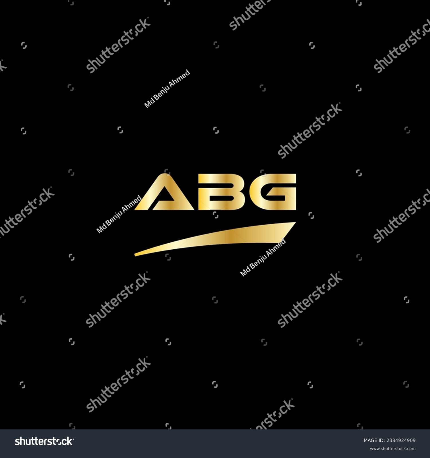 SVG of ABG initial letter logo on black background with gold color. modern font, minimal, 3 letter logo, clean, eps file for website, business, corporate company. ABG modern logo templet in illustrator. svg