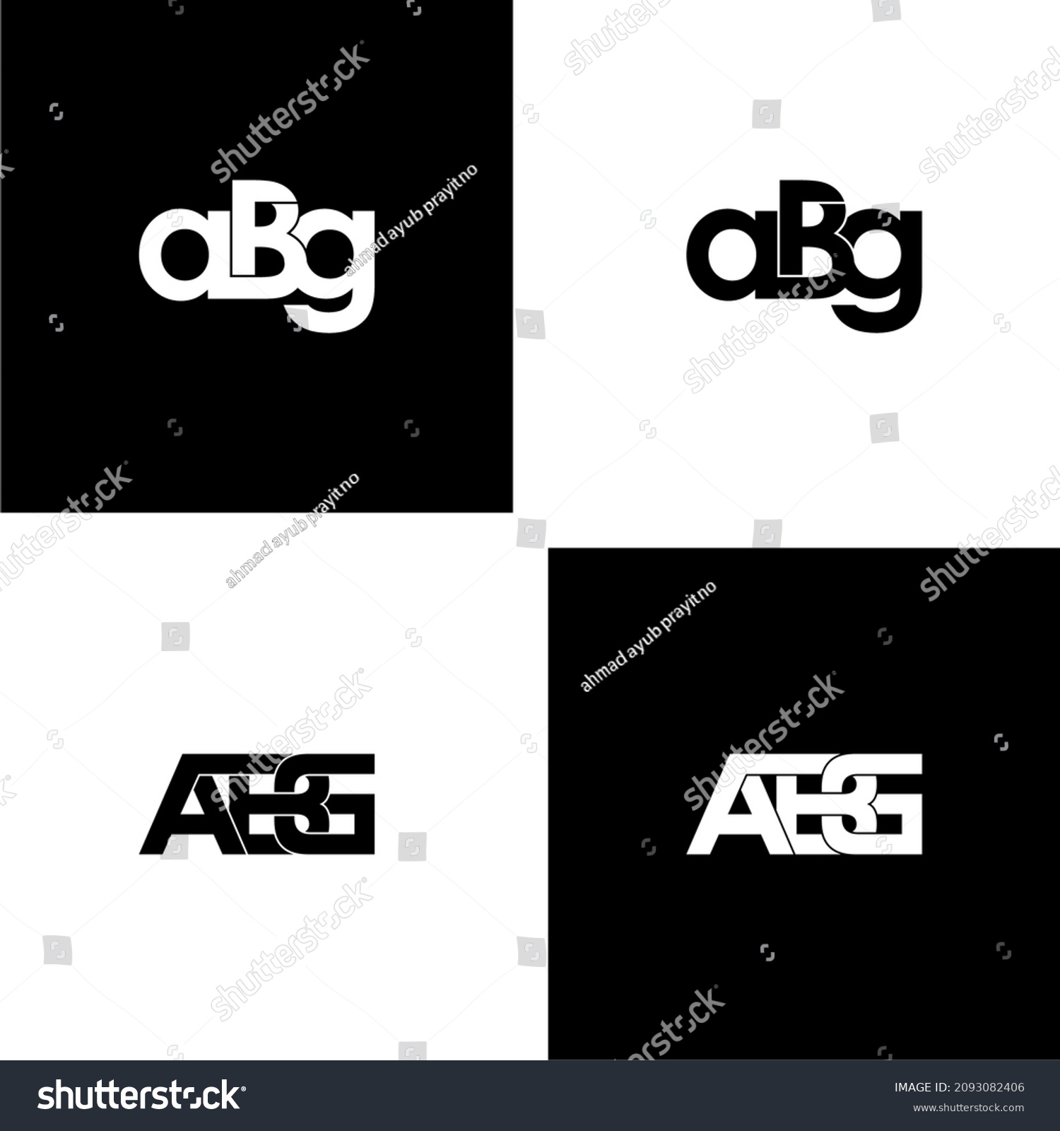 SVG of abg letter initial monogram logo design set svg