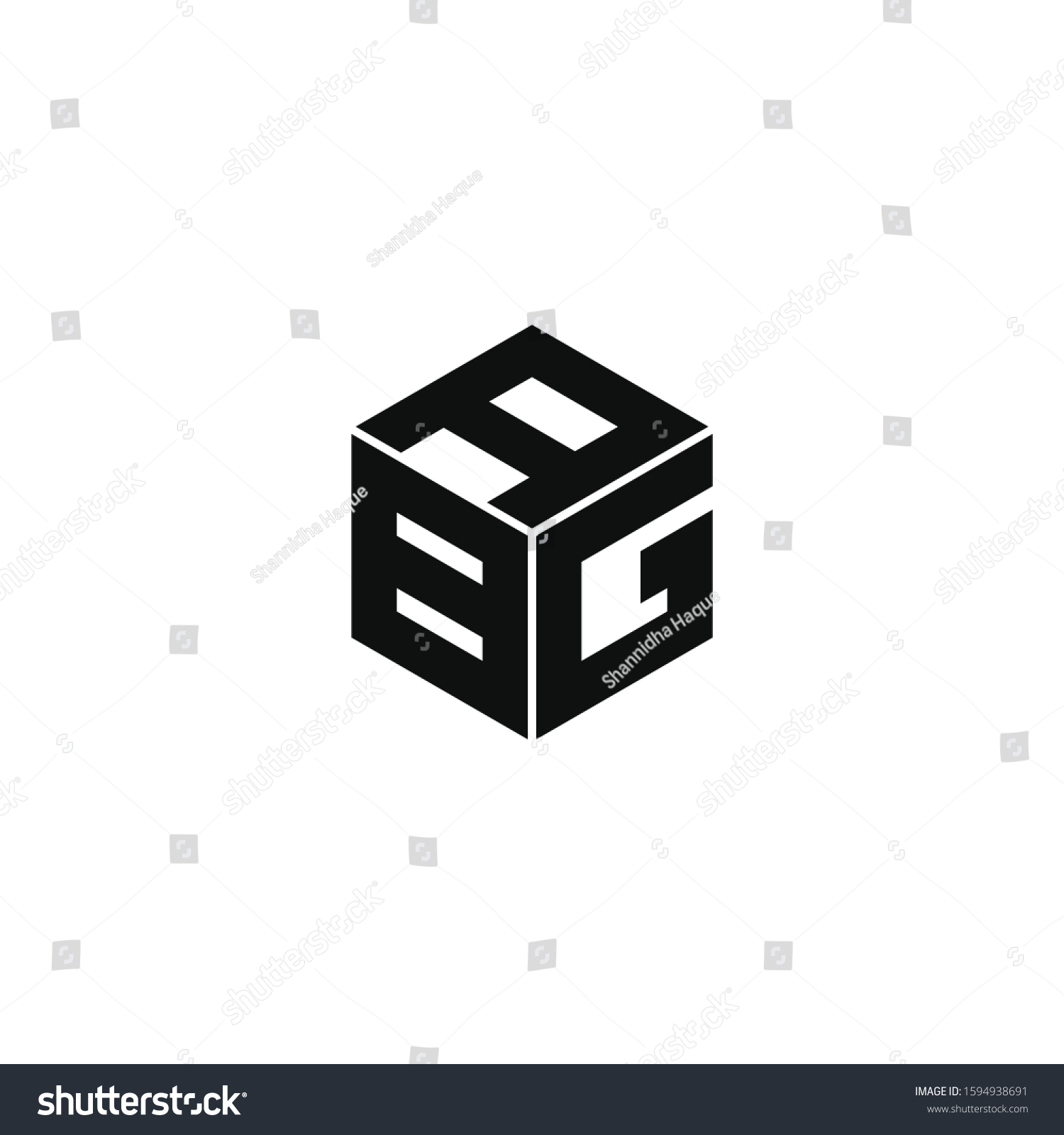 SVG of ABG triple cubic alphabet letter vector geometric font icon & Logo for your design. svg