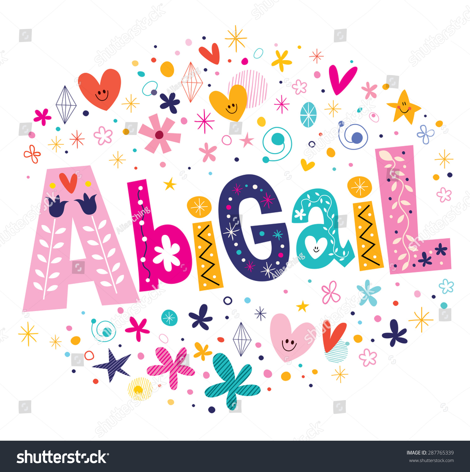 Abigail Girls Name Decorative Lettering Type Stock Vector 