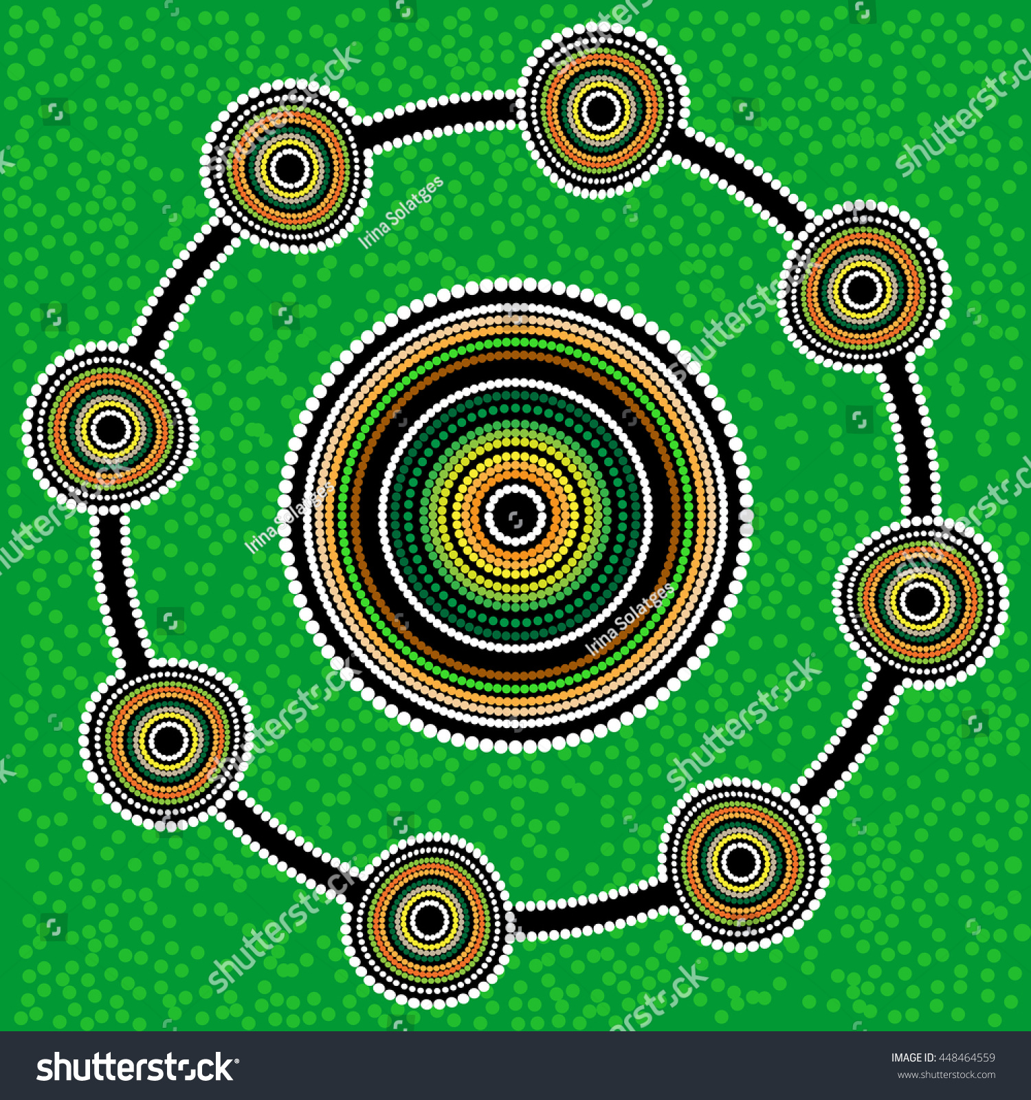 Aboriginal Art Vector Background. Green - 448464559 : Shutterstock