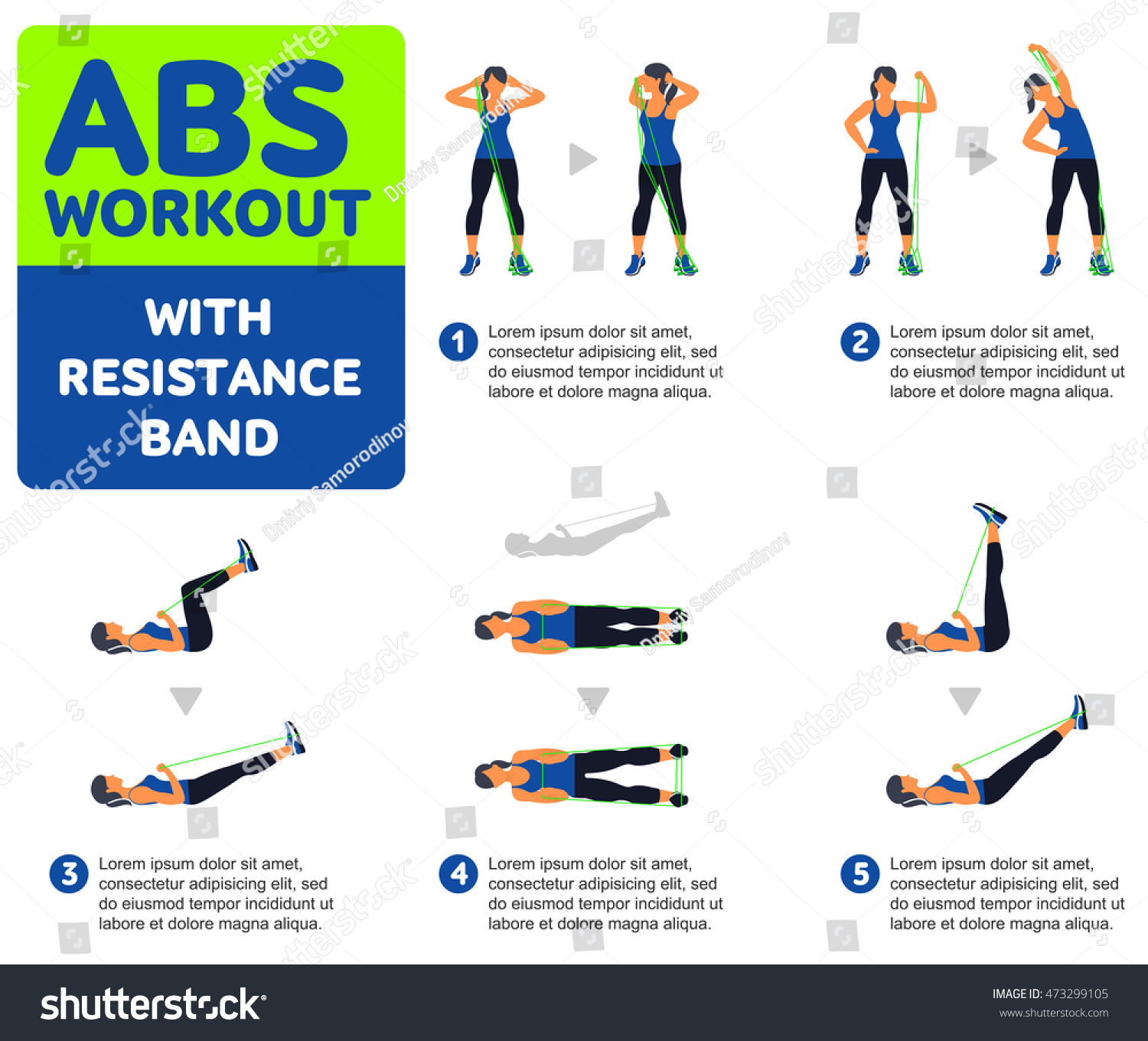 Abs Workout Resistance Band Fitness Aerobic Stock Vector (Royalty Free ...