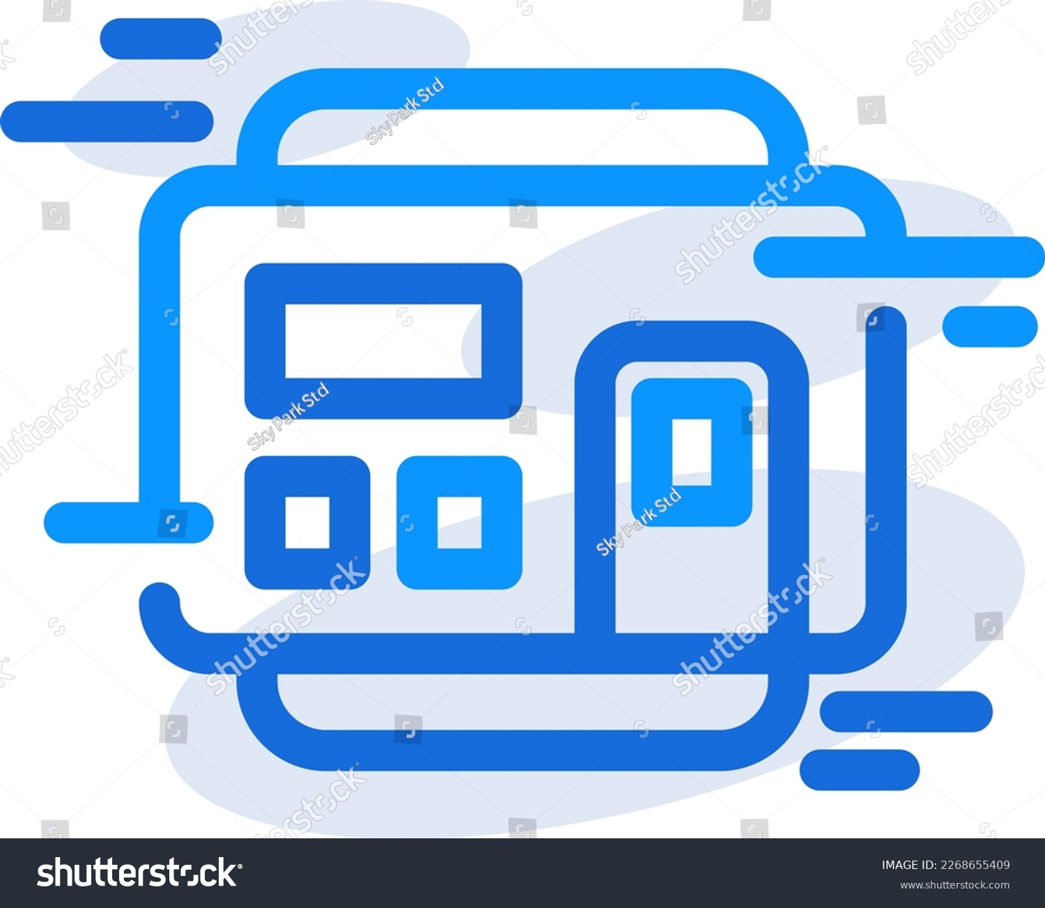 SVG of Absent machine technology icon with blue outline style. Concept, digital, data, abstract, network, internet, tech. Vector Illustration svg