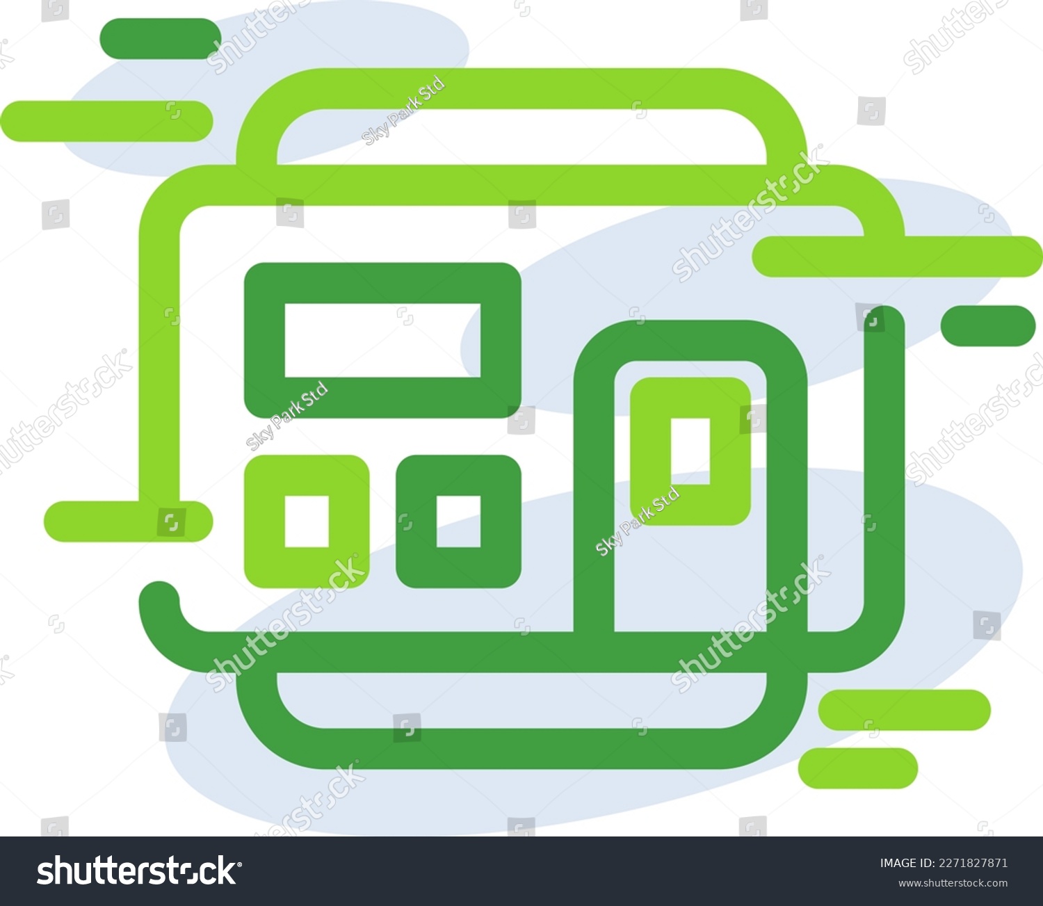 SVG of Absent machine technology icon with green outline style. Concept, digital, data, abstract, network, internet, tech. Vector Illustration svg