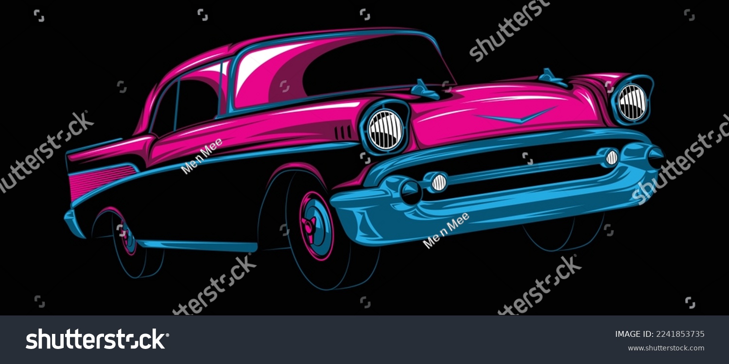 SVG of Abstract American Classic Car. Glow, Shine and Neon Effect svg
