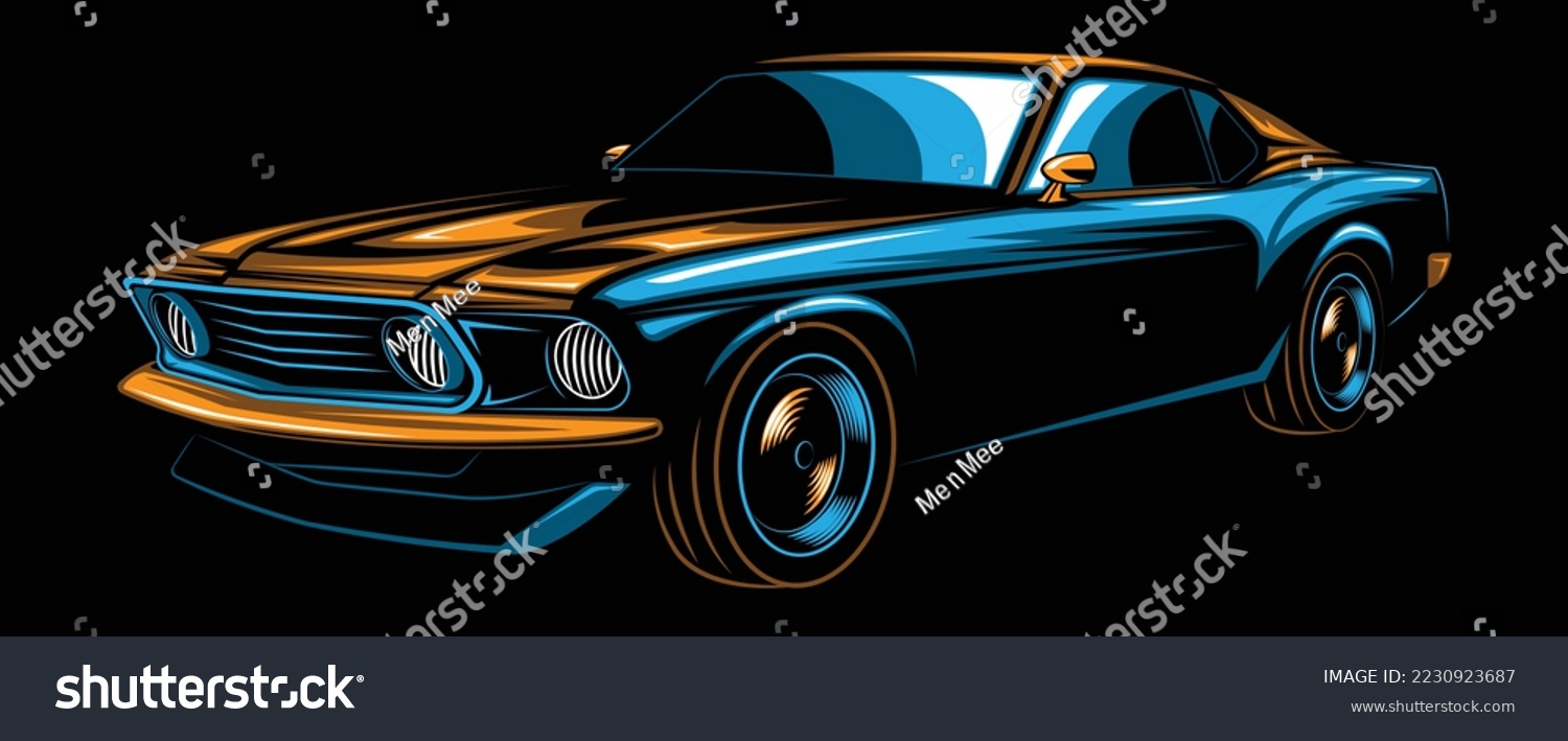 SVG of Abstract American Muscle Car. Glow, Shine and Neon Effect svg