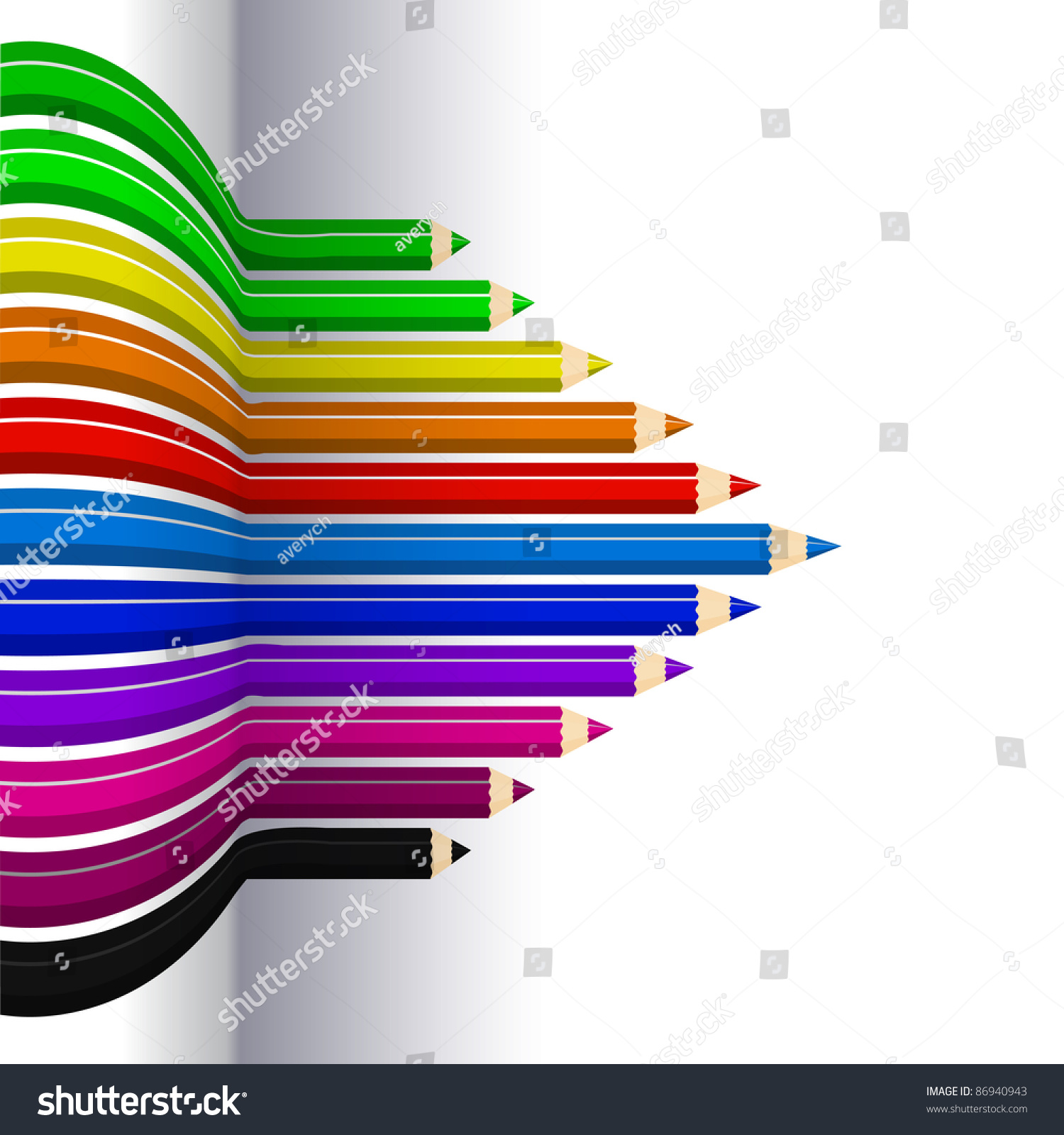 Abstract Art Background With Line Of Colour Pencil As Rainbow Vector ...