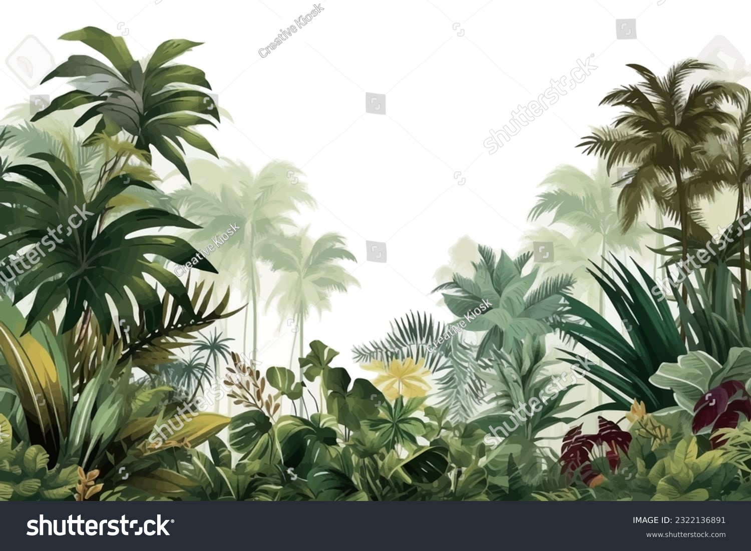 SVG of Abstract art vector illustration. Watercolor painting, children's wallpaper. Hand drawn vector illustration. Tropical, leaves, flowers. modern Art. Prints, wallpapers, posters, cards, murals, rugs svg