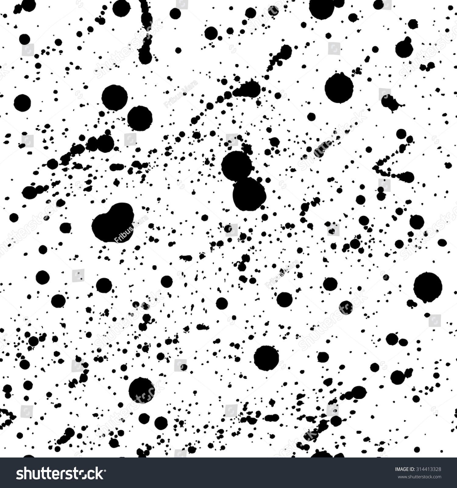 Abstract Artistic Paint Splashes And Blots Seamless Pattern In Black ...