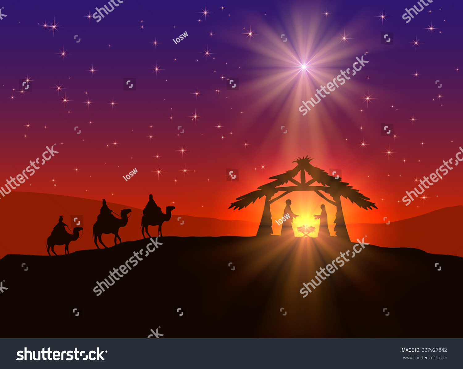 Abstract Background, Christian Christmas Scene With Shining Star In The ...