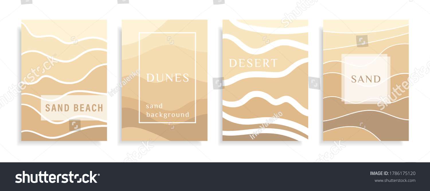 SVG of Abstract background sand on a beach or desert with a barchan and dunes of beige color. Template Sand texture with a pattern of wavy lines. Frames for text. Great for covers, fabric prints. Vector. svg