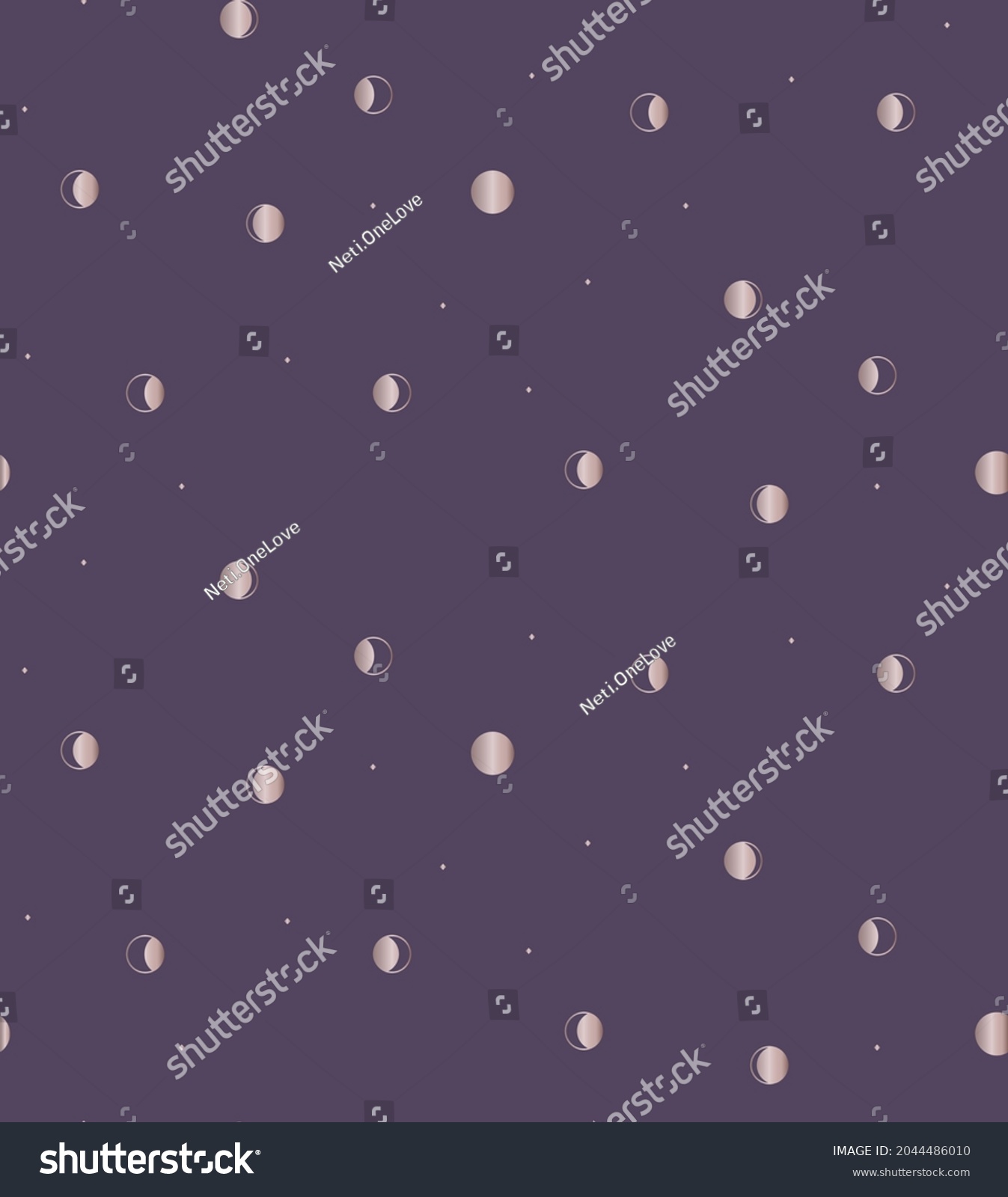 SVG of Abstract Background Seamless Pattern with Crescents, Stars, moon phases. Mystic Design, Vector Illustration for wrapping tissue paper. Pink Gold svg