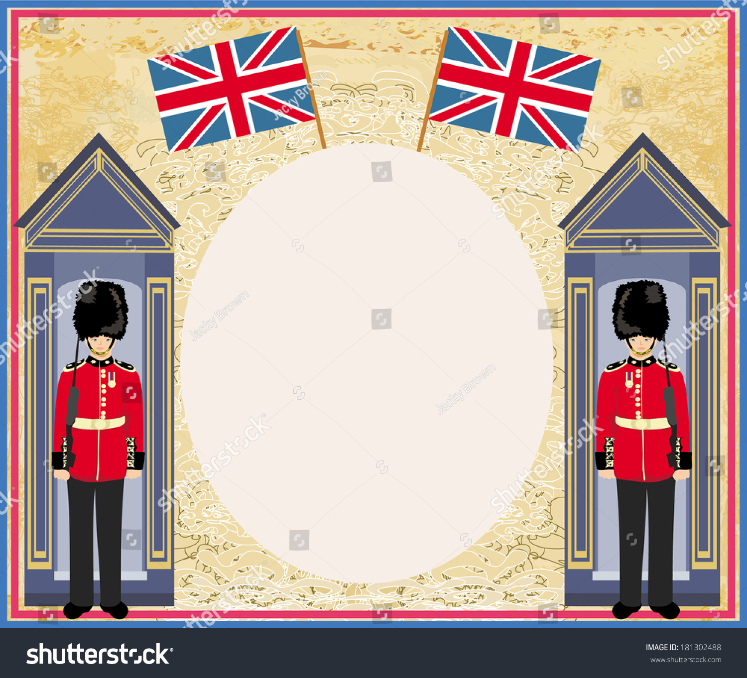 SVG of abstract background with flag england and Beefeater soldier  svg