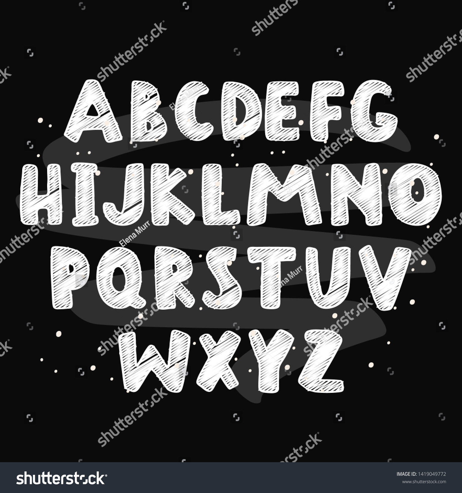 Abstract Black Alphabet Sketch Style Vector 스톡 벡터(로열티 프리) 1419049772