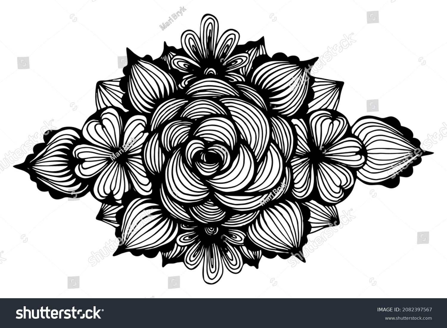 Abstract Black White Line Art Background Stock Vector (Royalty Free