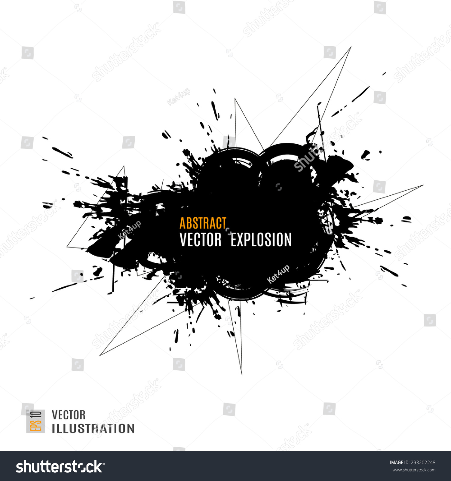 Abstract Black Explosion On White Background Stock Vector (Royalty Free ...