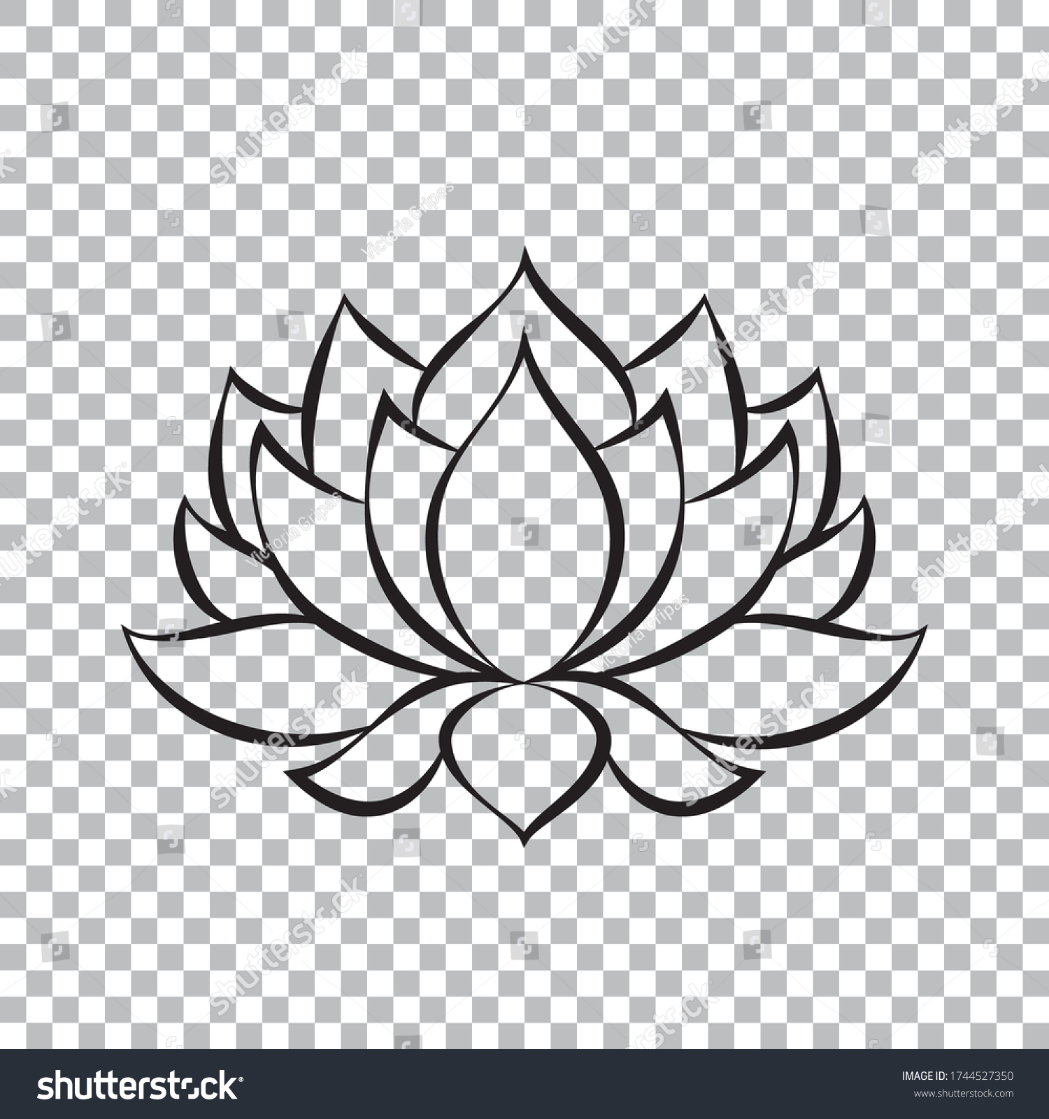 Abstract Black Lotus Flower Silhouette Isolated Stock Vector Royalty Free 1744527350 2961