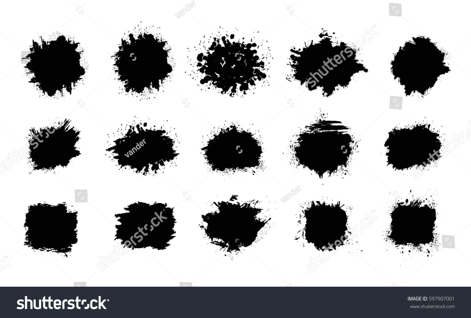 Abstract Black Paint Splashes Set Design Stock Vector (Royalty Free ...