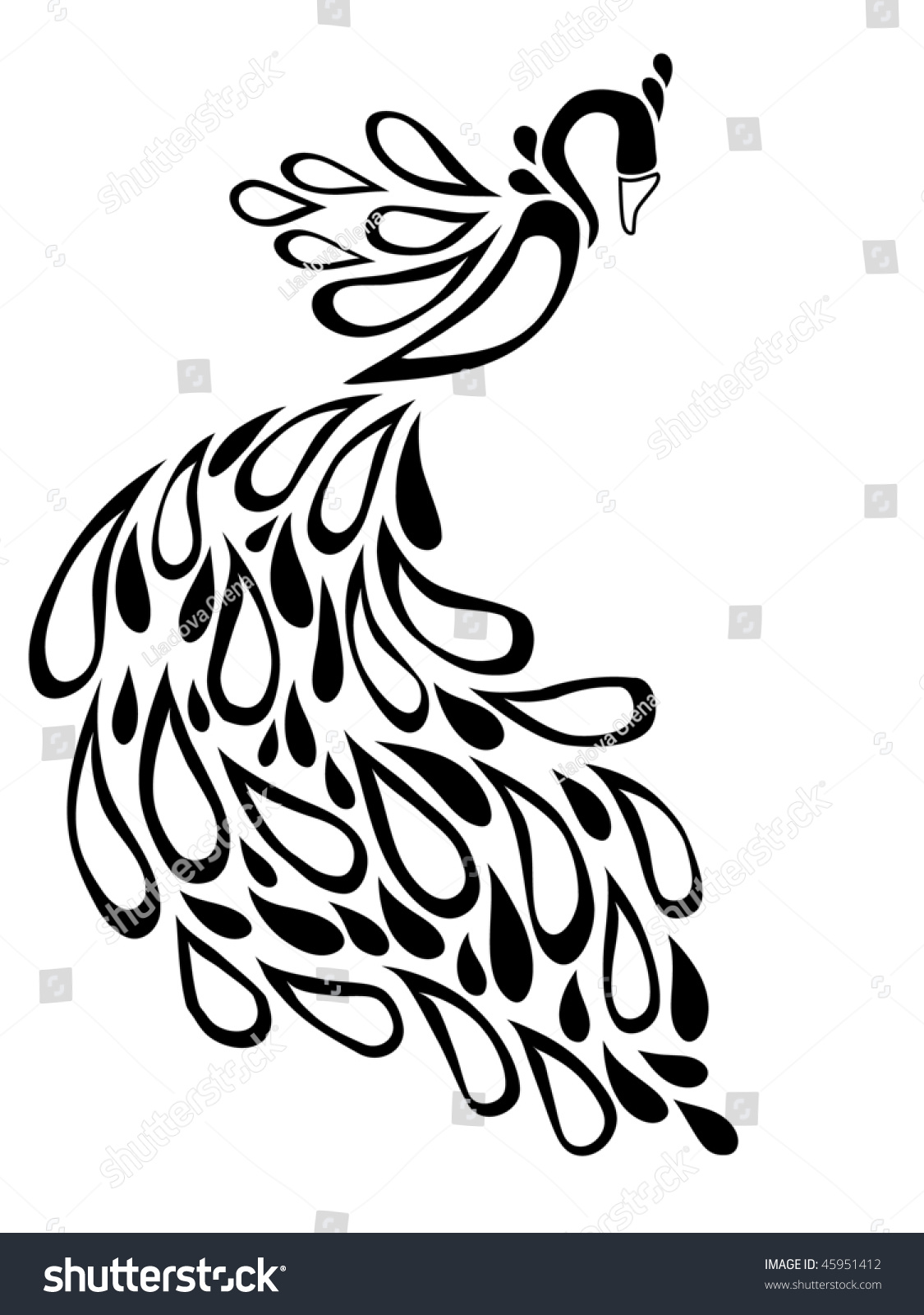 Abstract Black Peacock Stock Vector Illustration 45951412 : Shutterstock