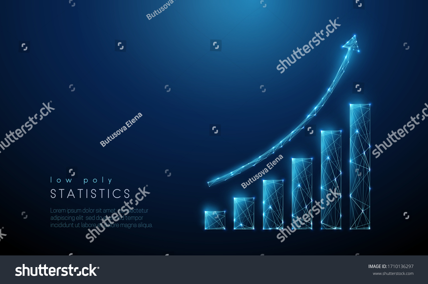 SVG of Abstract blue increasing chart. Low poly style design. Abstract geometric background. Wireframe light connection structure. Modern 3d graphic concept. Isolated vector illustration. svg