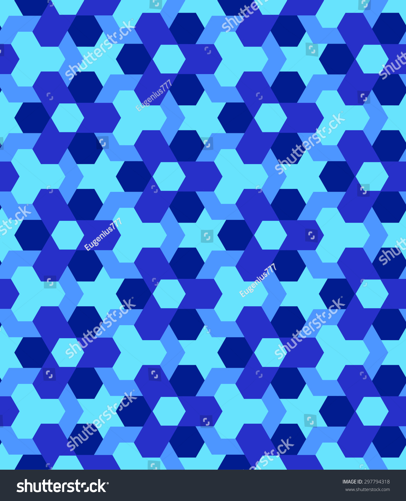 Abstract Blue Shades Decorative Seamless Geometric Pattern Stock Vector ...