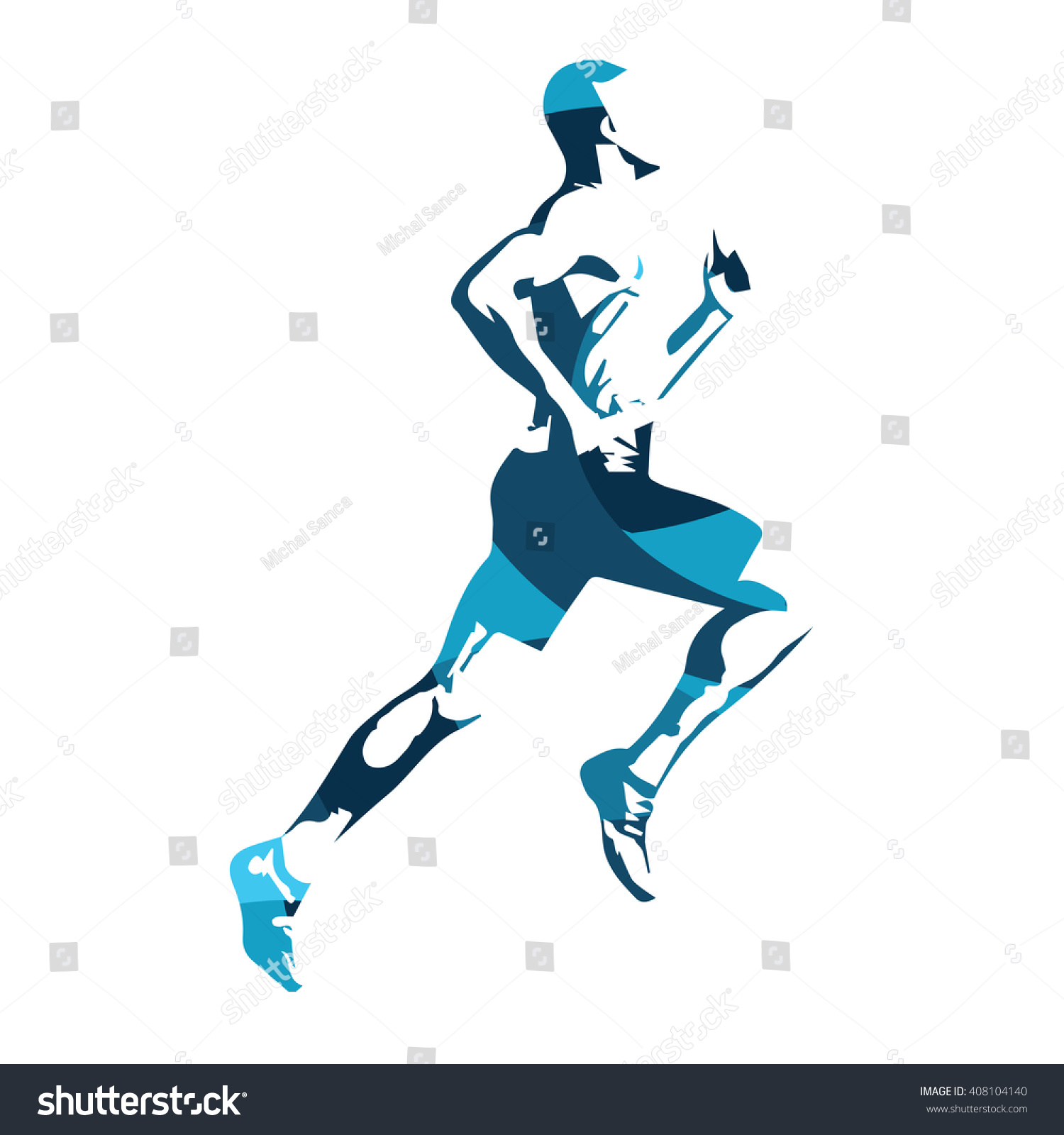 Abstract Blue Vector Runner Running Man Stock Vector 408104140 ...