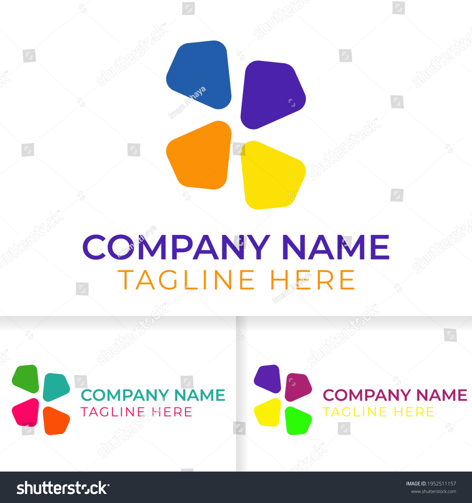 Abstract Blue Yellow Orange Logo Design Stock Vector (Royalty Free