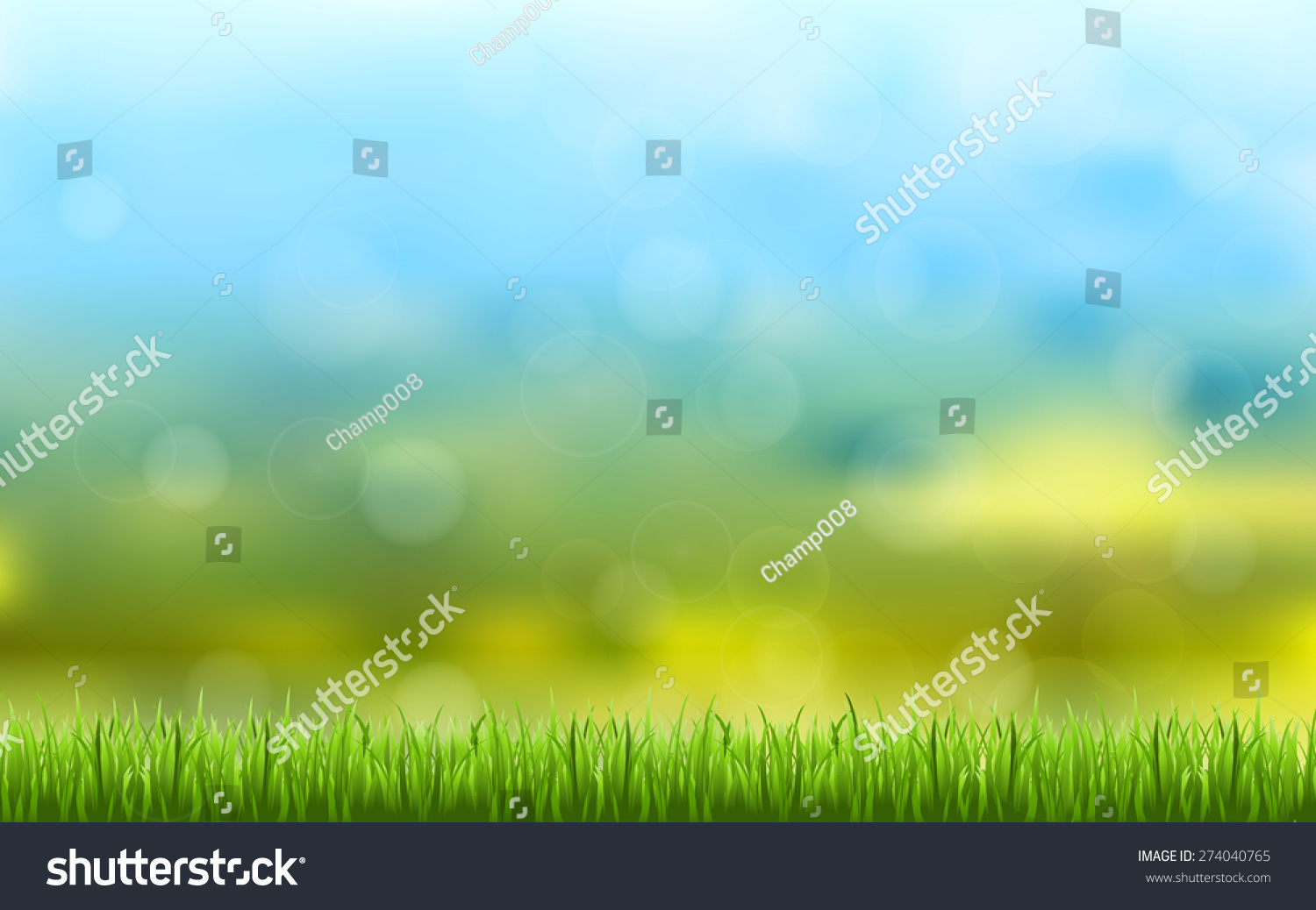 Abstract Bokeh And Lens Flare Pattern With Natural Green Grass And Blue ...