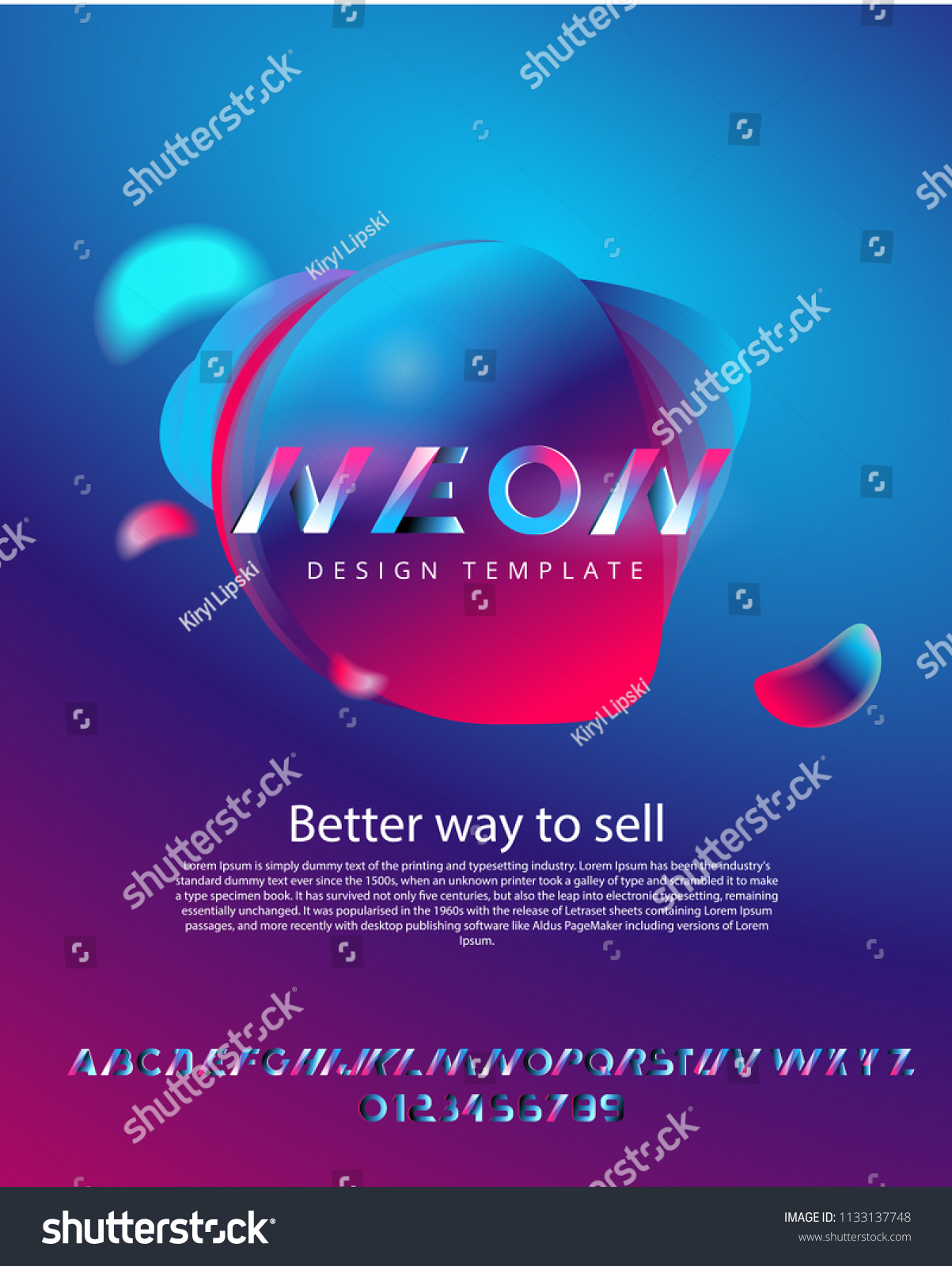 Abstract Bright Neon Poster Design Template Stock Vector Royalty Free