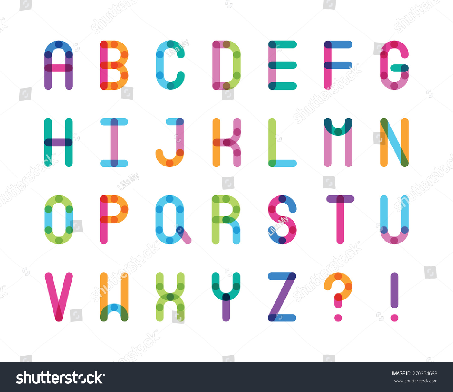 Abstract Color Alphabet Capital Letters Stock Vector 270354683 ...